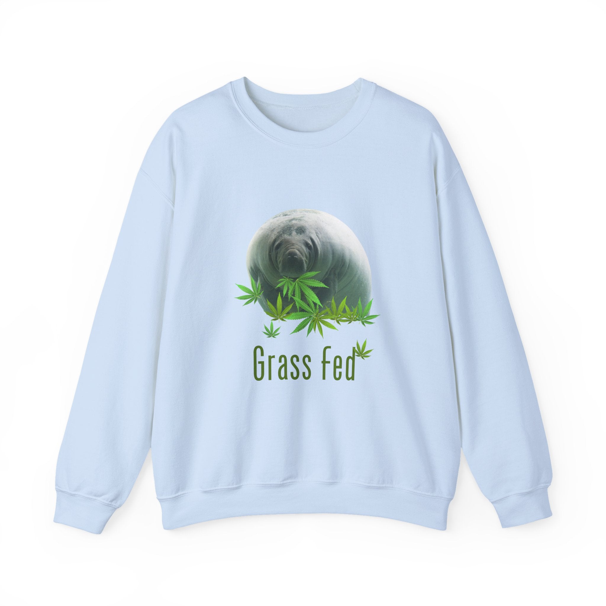 Grass Fed Manatee Crewneck Sweatshirt, Unisex Sweatshirt, Cozy Fall Apparel, Nature Lover Gift, Casual Streetwear, Eco-Friendly Fashion