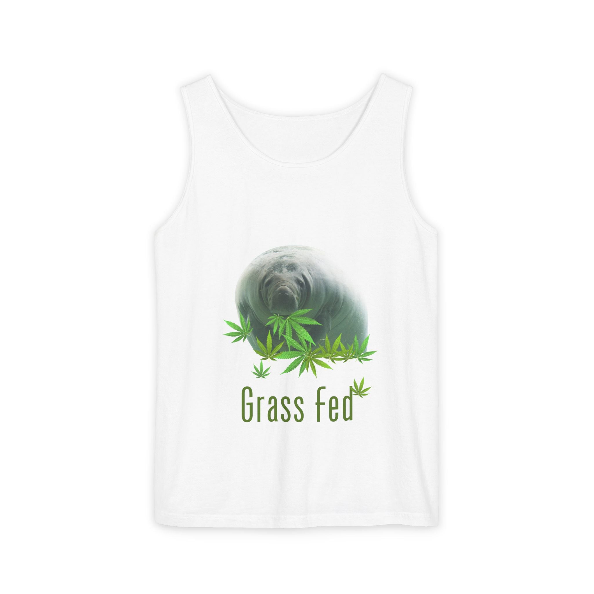Grass Fed Manatee Unisex Tank Top, Casual Sleeveless Shirt, Nature Lover Gift, Eco-Friendly Apparel, Summer Wardrobe Essential