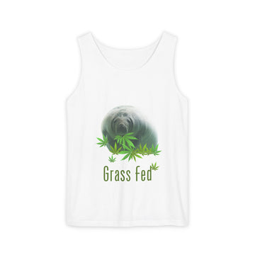 Grass Fed Manatee Unisex Tank Top, Casual Sleeveless Shirt, Nature Lover Gift, Eco-Friendly Apparel, Summer Wardrobe Essential