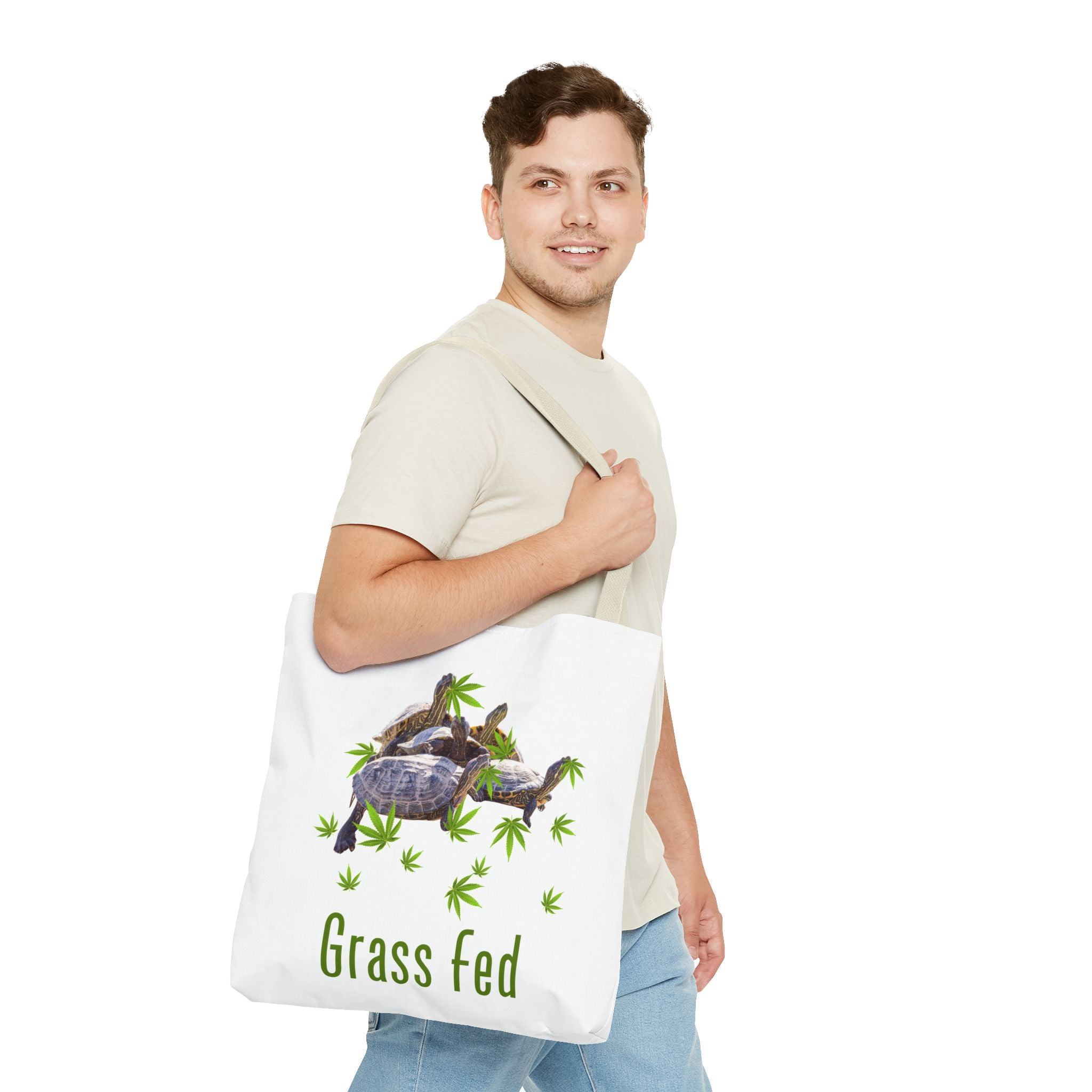 Eco-Friendly Turtle Tote Bag, Grass Fed Design, Reusable Shopping Bag, Animal Lover Gift, Beach Tote, Sustainable Fashion