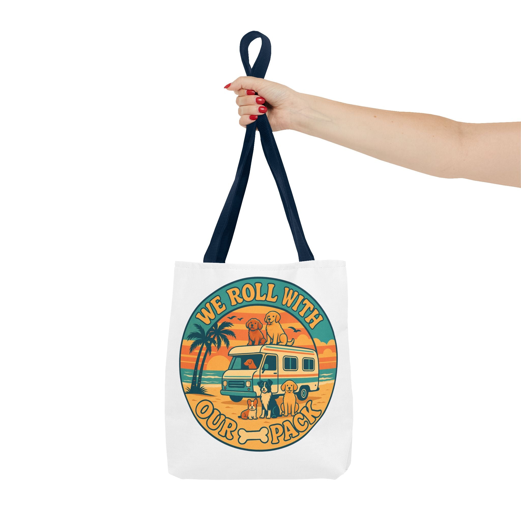 Dog Lovers Tote Bag - We Roll With Our Pack, Beach Bag, Pet Owner Gift, Eco-Friendly, Camping Accessory, Dog Mom Tote