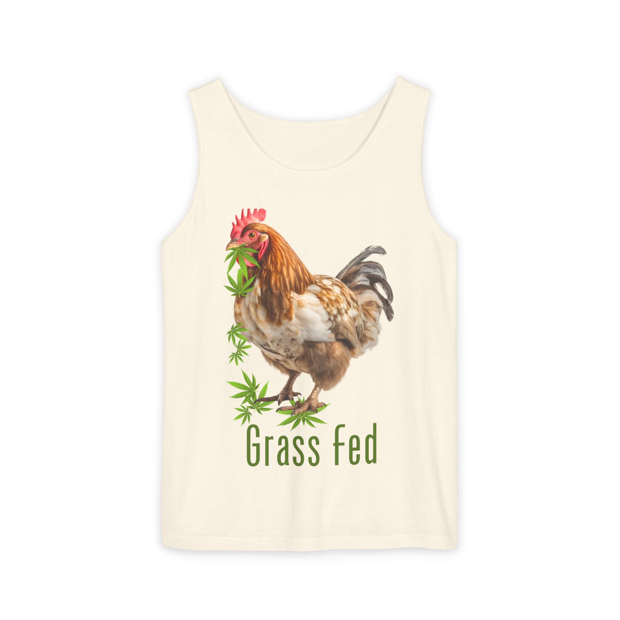 Grass Fed Chicken Tank Top, Unisex Graphic Tee, Casual Summer Apparel, Farm Fresh Gift, Eco-Friendly Fashion