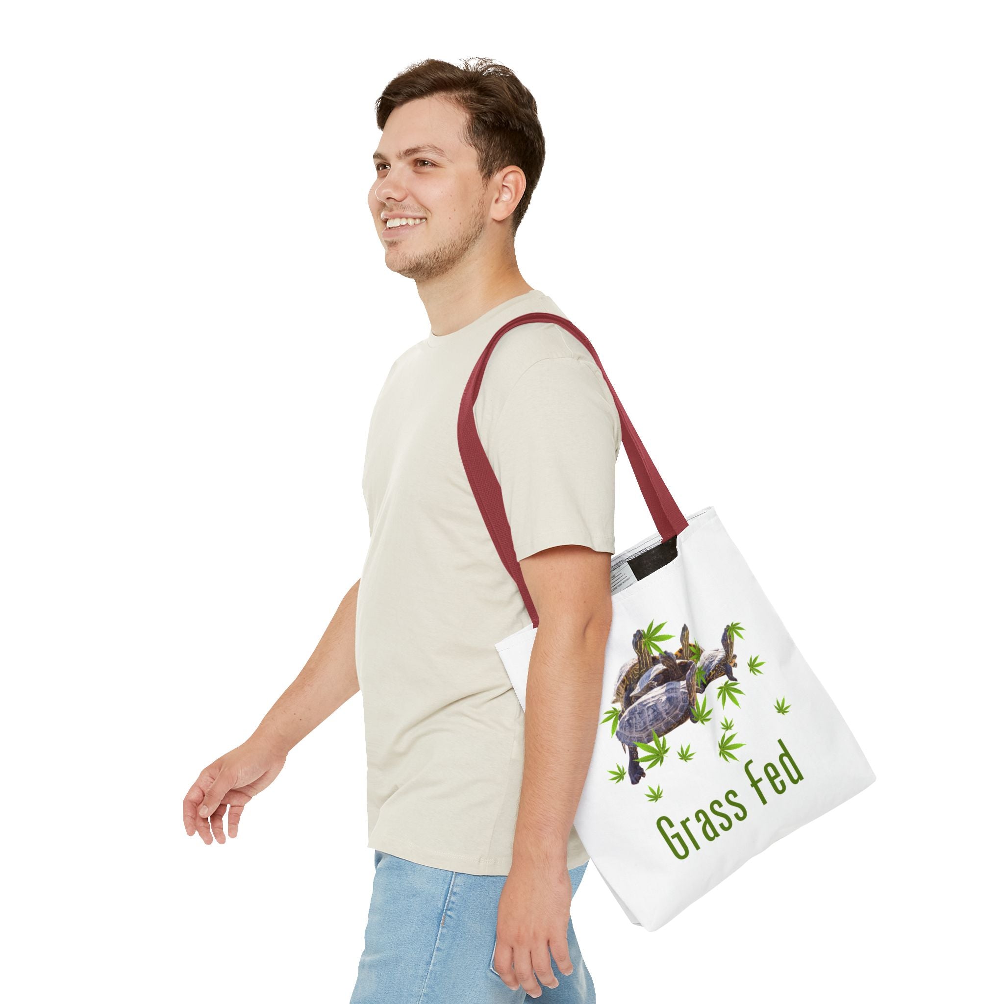 Eco-Friendly Turtle Tote Bag, Grass Fed Design, Reusable Shopping Bag, Animal Lover Gift, Beach Tote, Sustainable Fashion