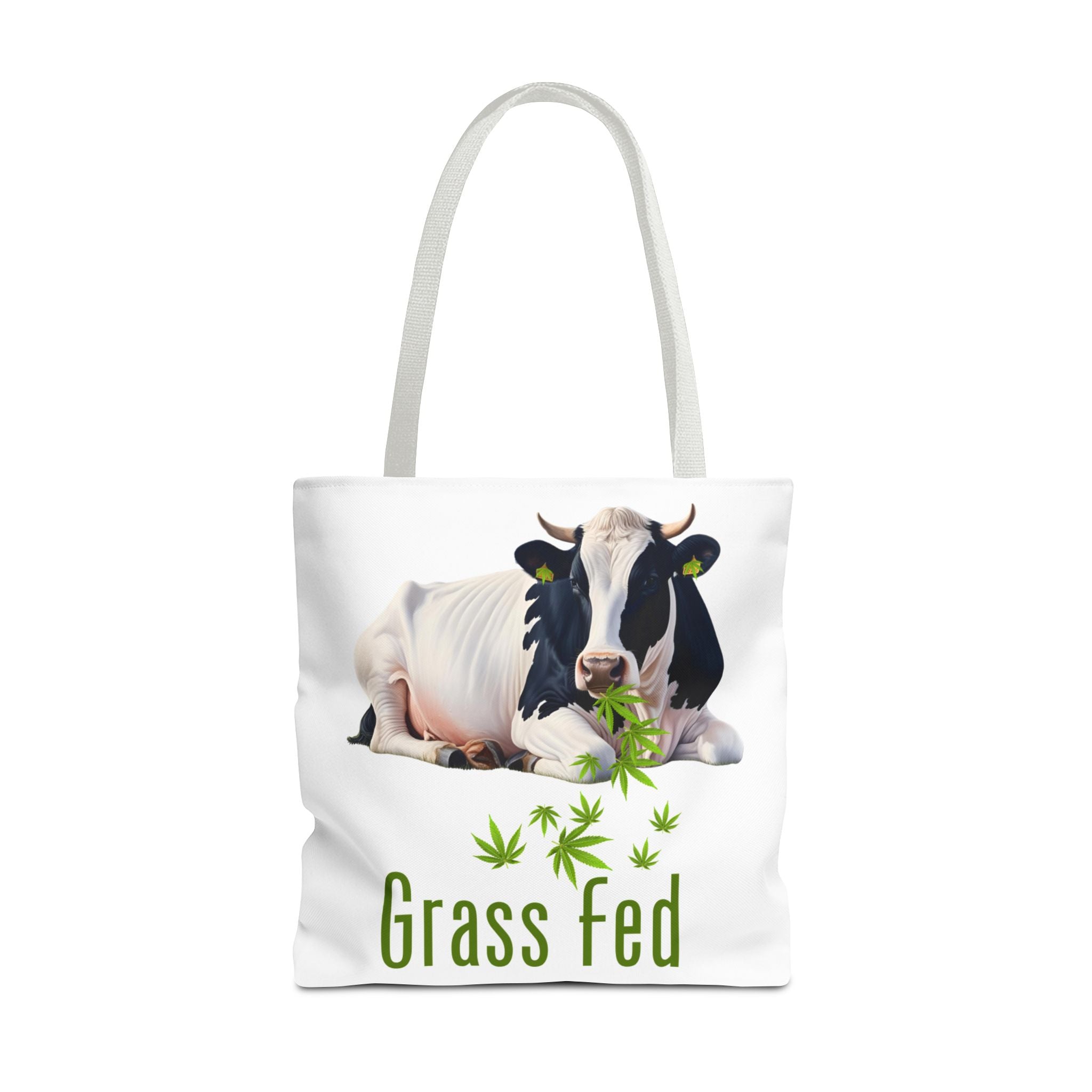 Grass Fed Cow Tote Bag, Eco-Friendly Shopping Bag, Farmhouse Style, Vegan Gift, Reusable Grocery Bag