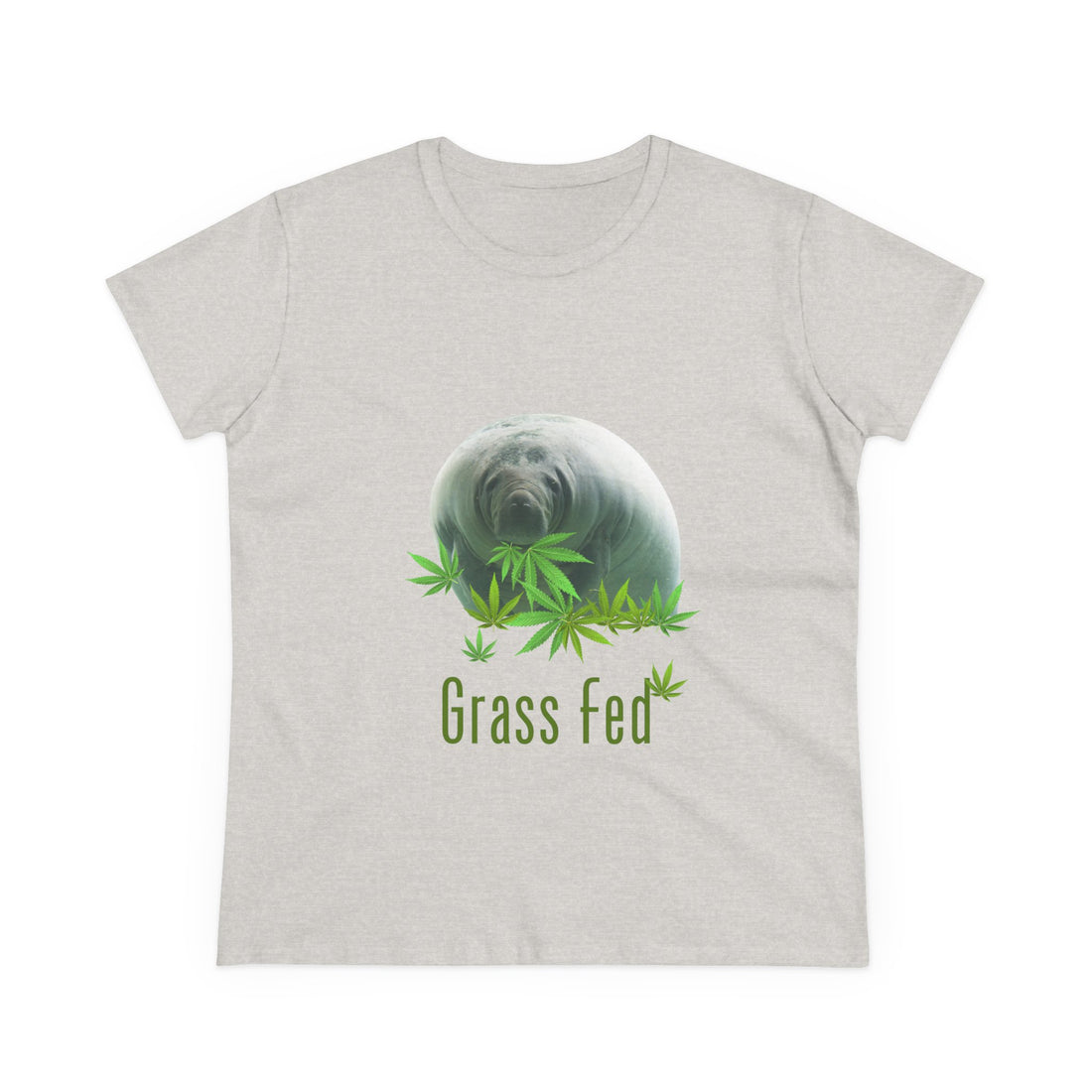 Manatee Grass Fed Women's Tee, Eco-Friendly T-Shirt, Nature Lover Gift, Casual Summer Top, Unique Animal Graphic Tee