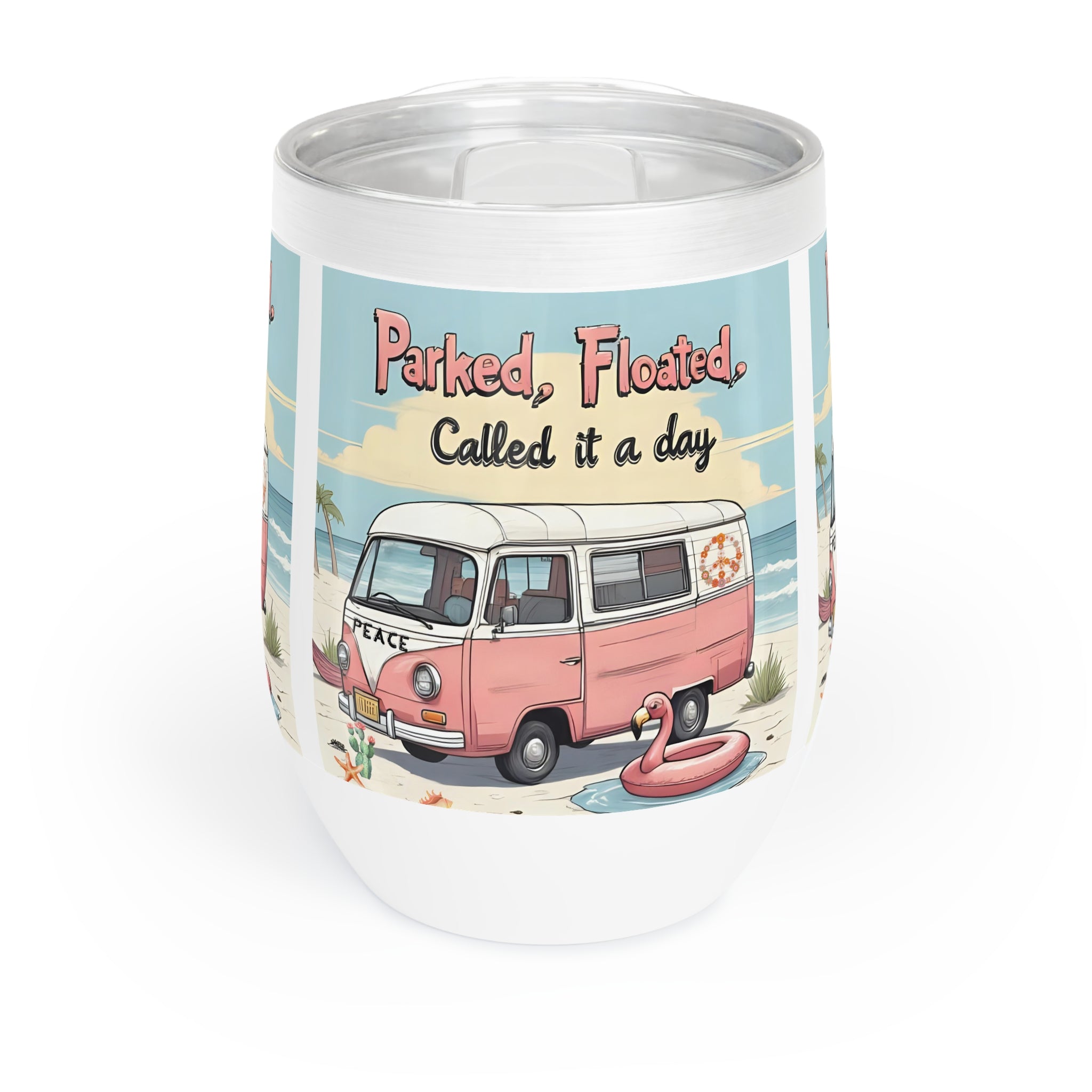 Chill Vinyl Wine Tumbler -lid included-with Beach Vibes, Perfect Gift for Beach Lovers, Relaxation Essentials, Outdoor Picnics, Summer Parties, [...]