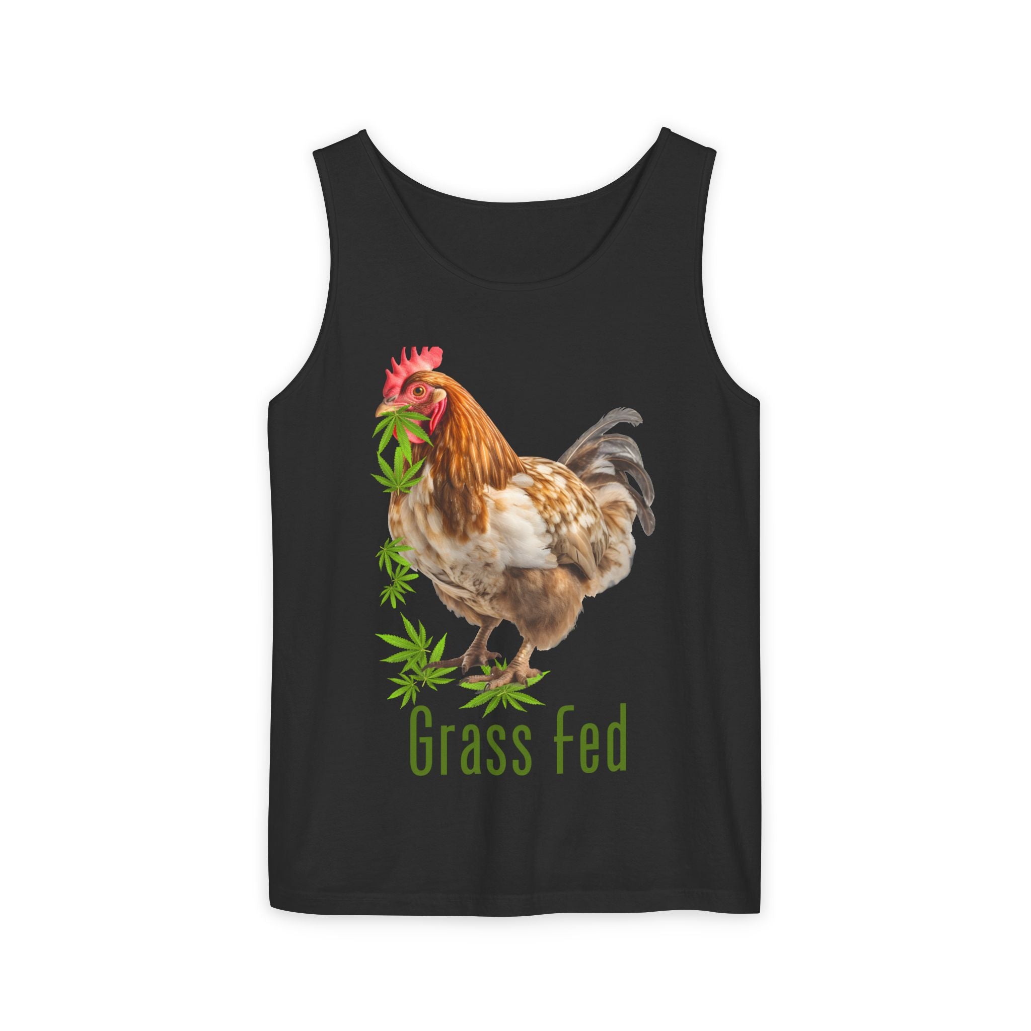 Grass Fed Chicken Tank Top, Unisex Graphic Tee, Casual Summer Apparel, Farm Fresh Gift, Eco-Friendly Fashion