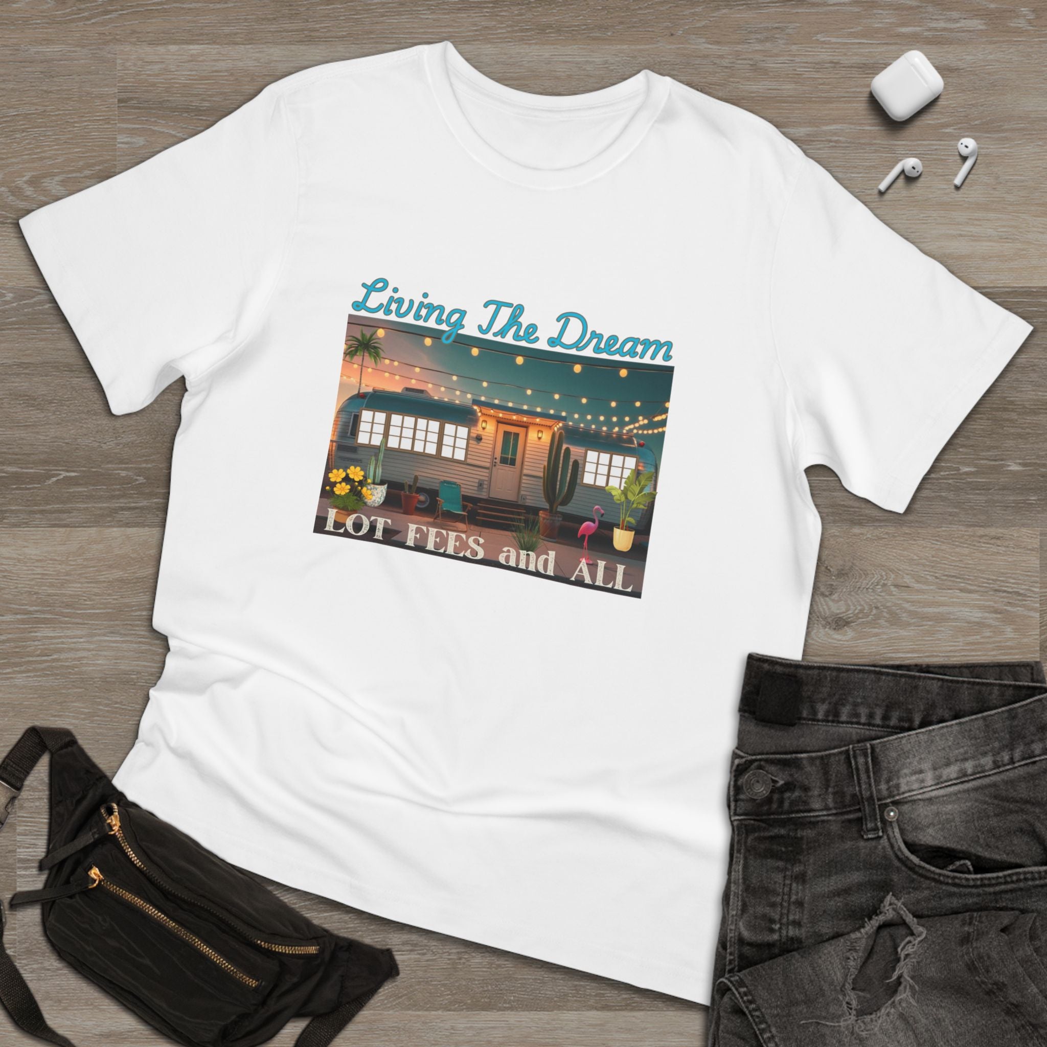 Living the Dream Unisex Deluxe T-shirt, Perfect for Adventure Lovers, Casual Wear, Gifts for Travelers, Summer Vibes, Inspirational Apparel