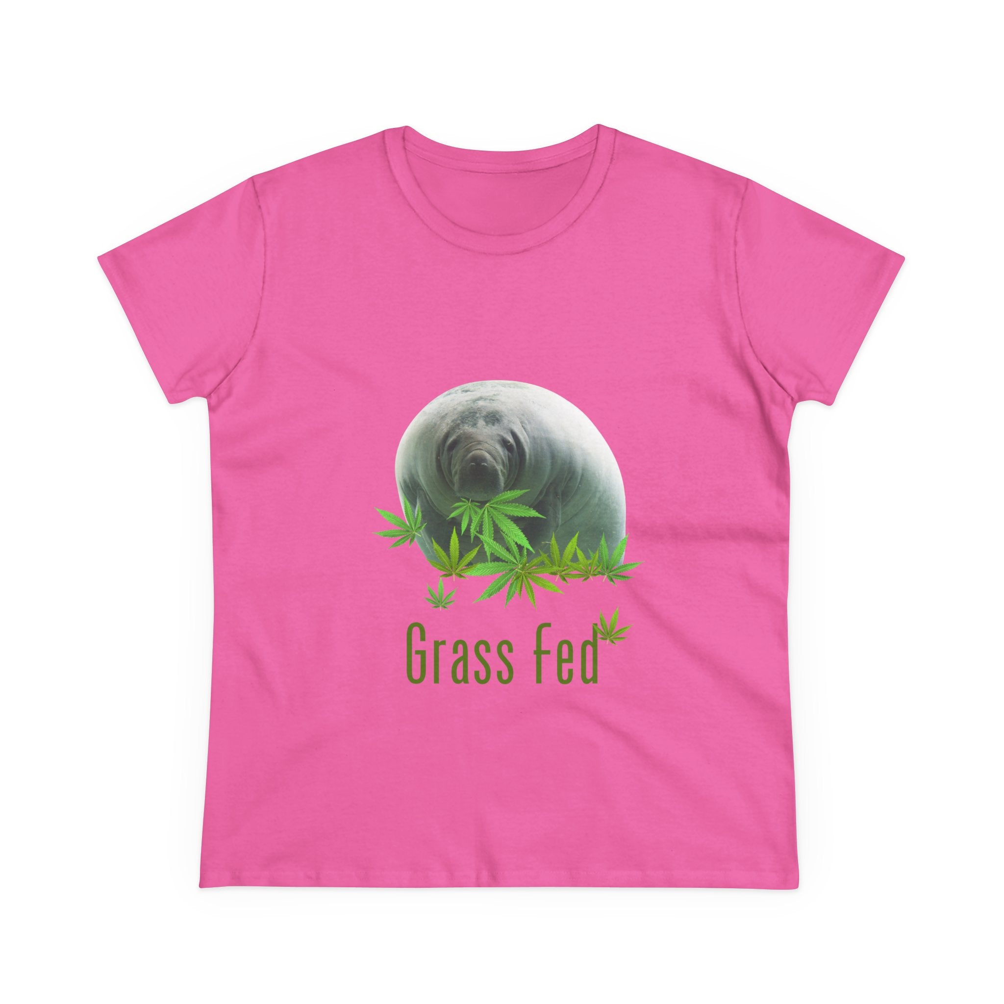 Manatee Grass Fed Women's Tee, Eco-Friendly T-Shirt, Nature Lover Gift, Casual Summer Top, Unique Animal Graphic Tee