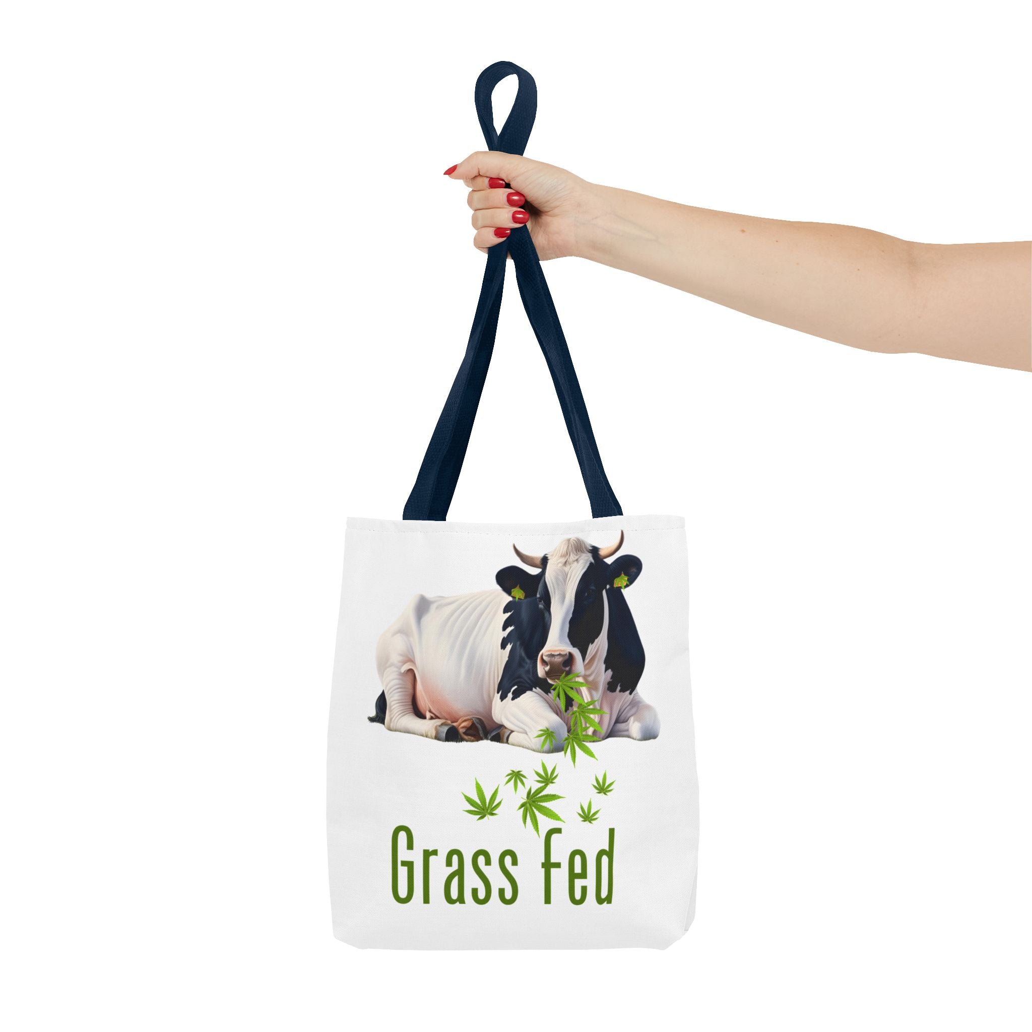 Grass Fed Cow Tote Bag, Eco-Friendly Shopping Bag, Farmhouse Style, Vegan Gift, Reusable Grocery Bag