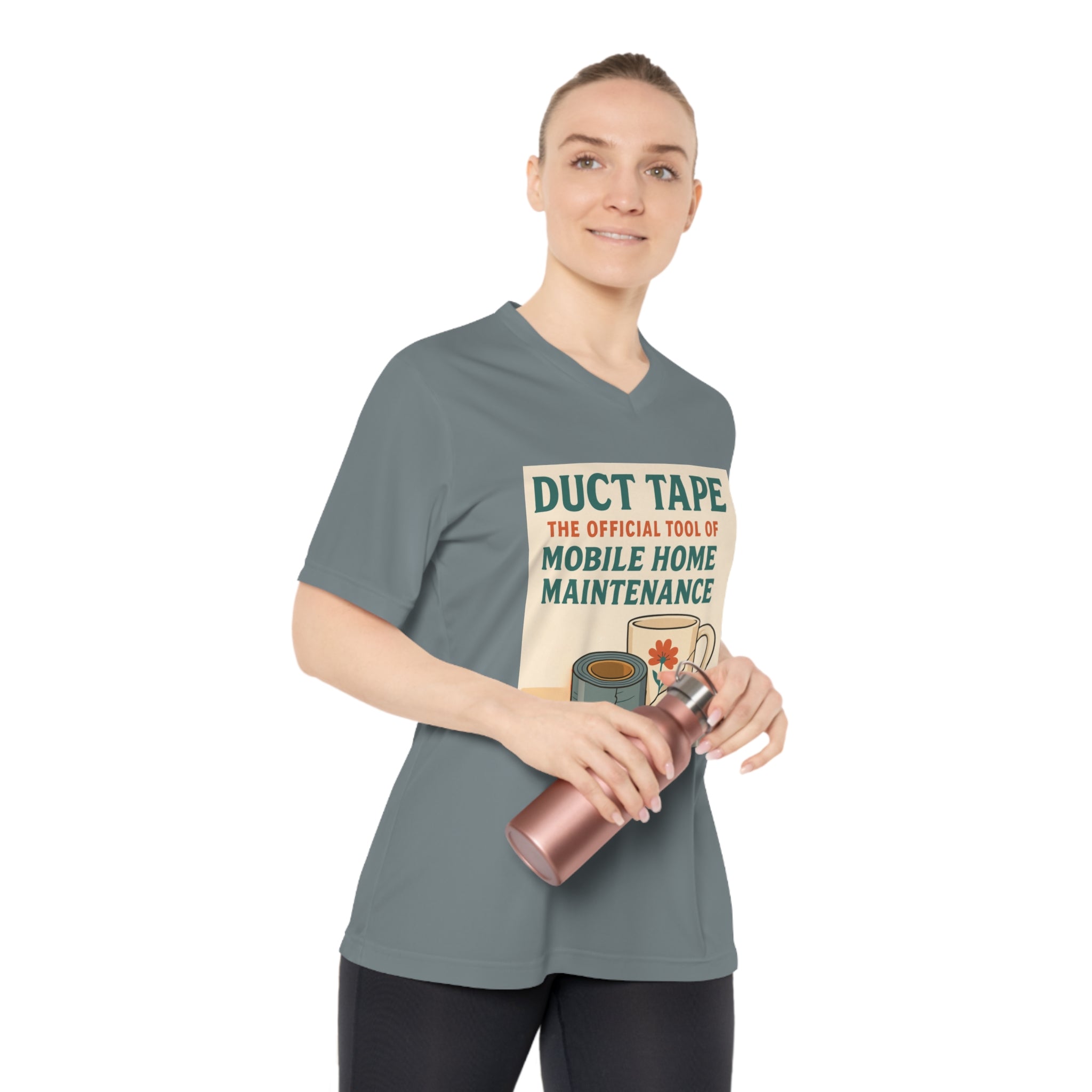 Duct Tape Mobile Home Maintenance Tee, Funny Women’s V-Neck T-Shirt, Gifts for Handyman, Home Repair Humor Shirt, DIY Lover's Apparel