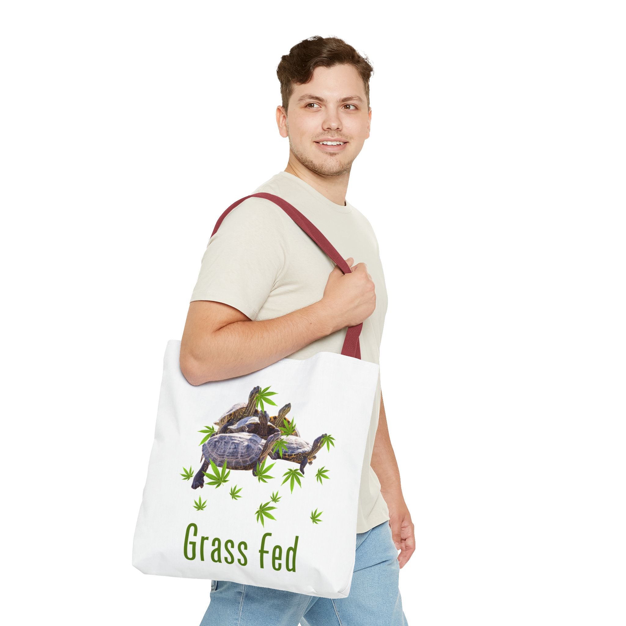 Eco-Friendly Turtle Tote Bag, Grass Fed Design, Reusable Shopping Bag, Animal Lover Gift, Beach Tote, Sustainable Fashion