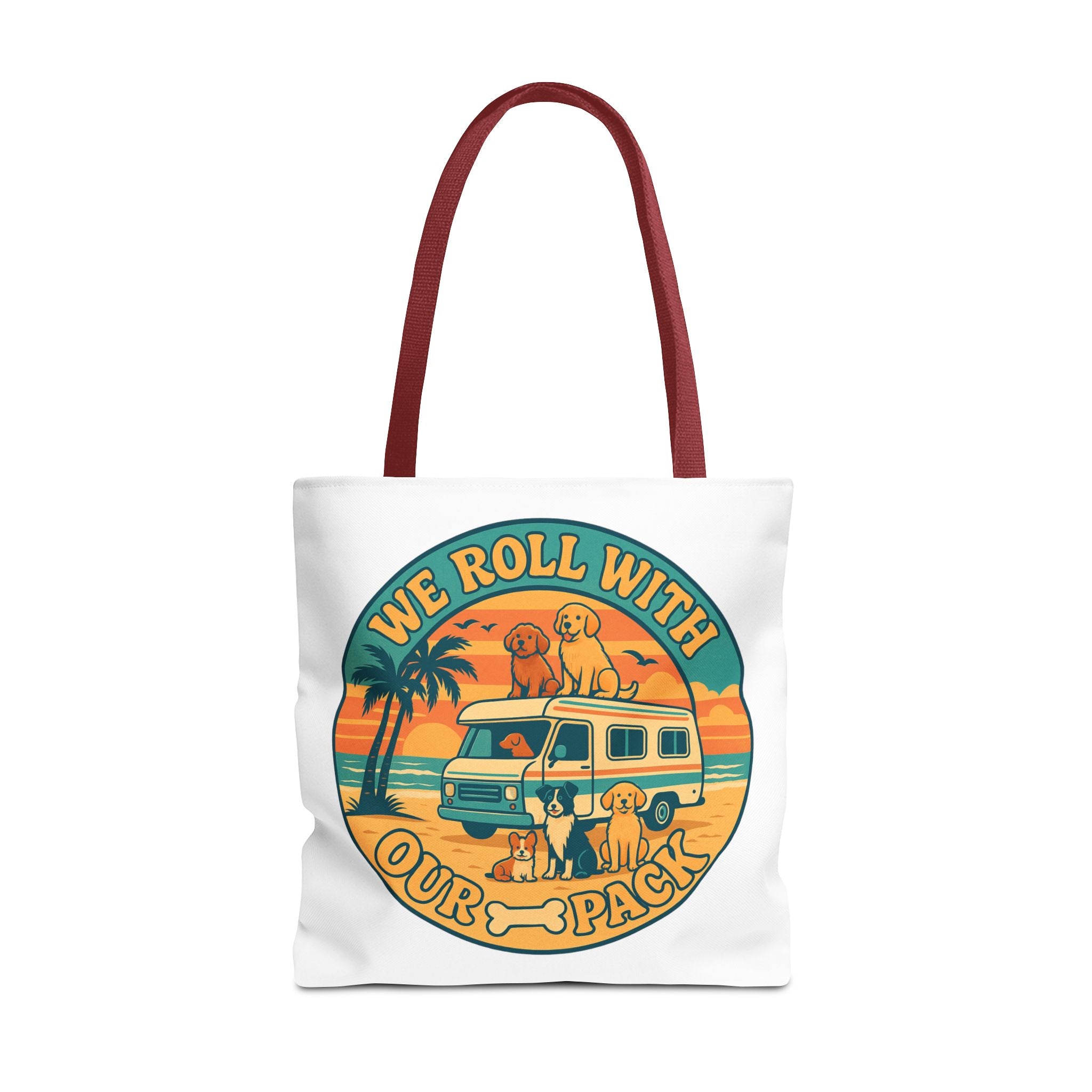 Dog Lovers Tote Bag - We Roll With Our Pack, Beach Bag, Pet Owner Gift, Eco-Friendly, Camping Accessory, Dog Mom Tote