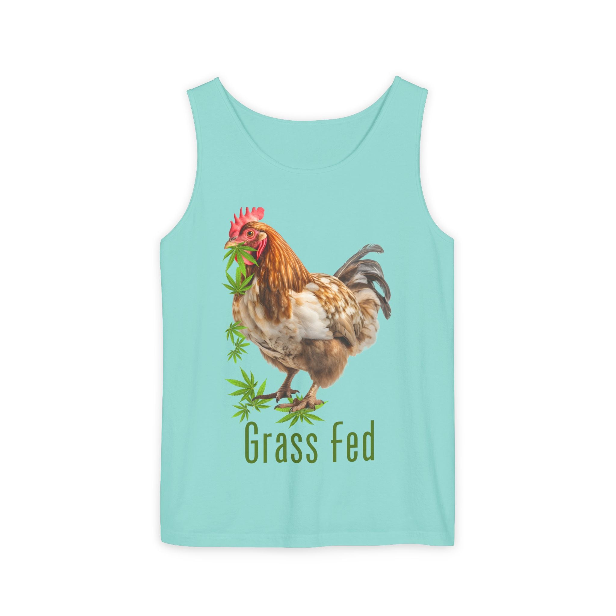 Grass Fed Chicken Tank Top, Unisex Graphic Tee, Casual Summer Apparel, Farm Fresh Gift, Eco-Friendly Fashion