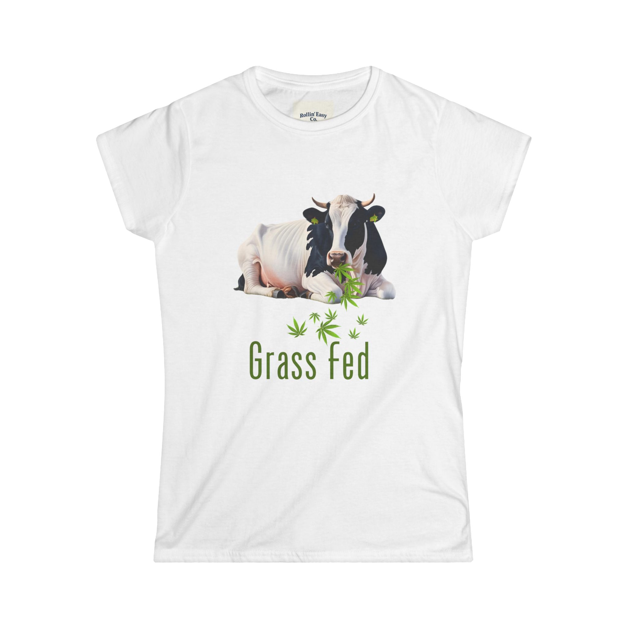 Grass Fed Cow Women's Tee, Farmhouse Chic Shirt, Animal Lover Gift, Casual Wear, Eco-friendly Clothing