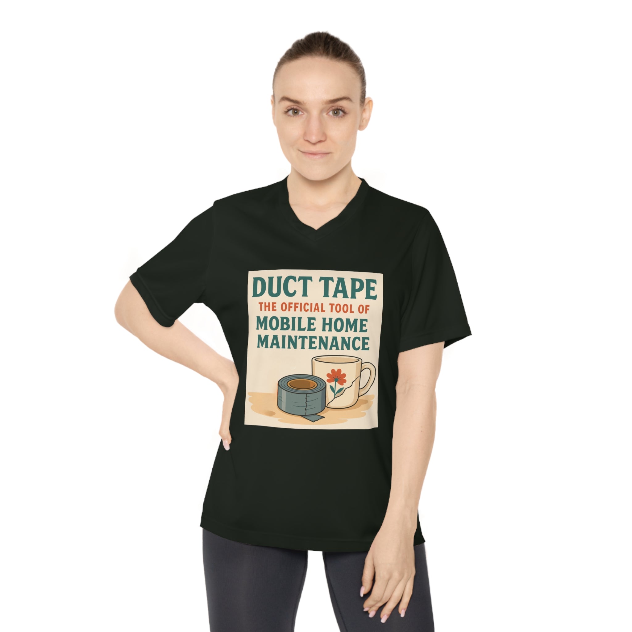 Duct Tape Mobile Home Maintenance Tee, Funny Women’s V-Neck T-Shirt, Gifts for Handyman, Home Repair Humor Shirt, DIY Lover's Apparel