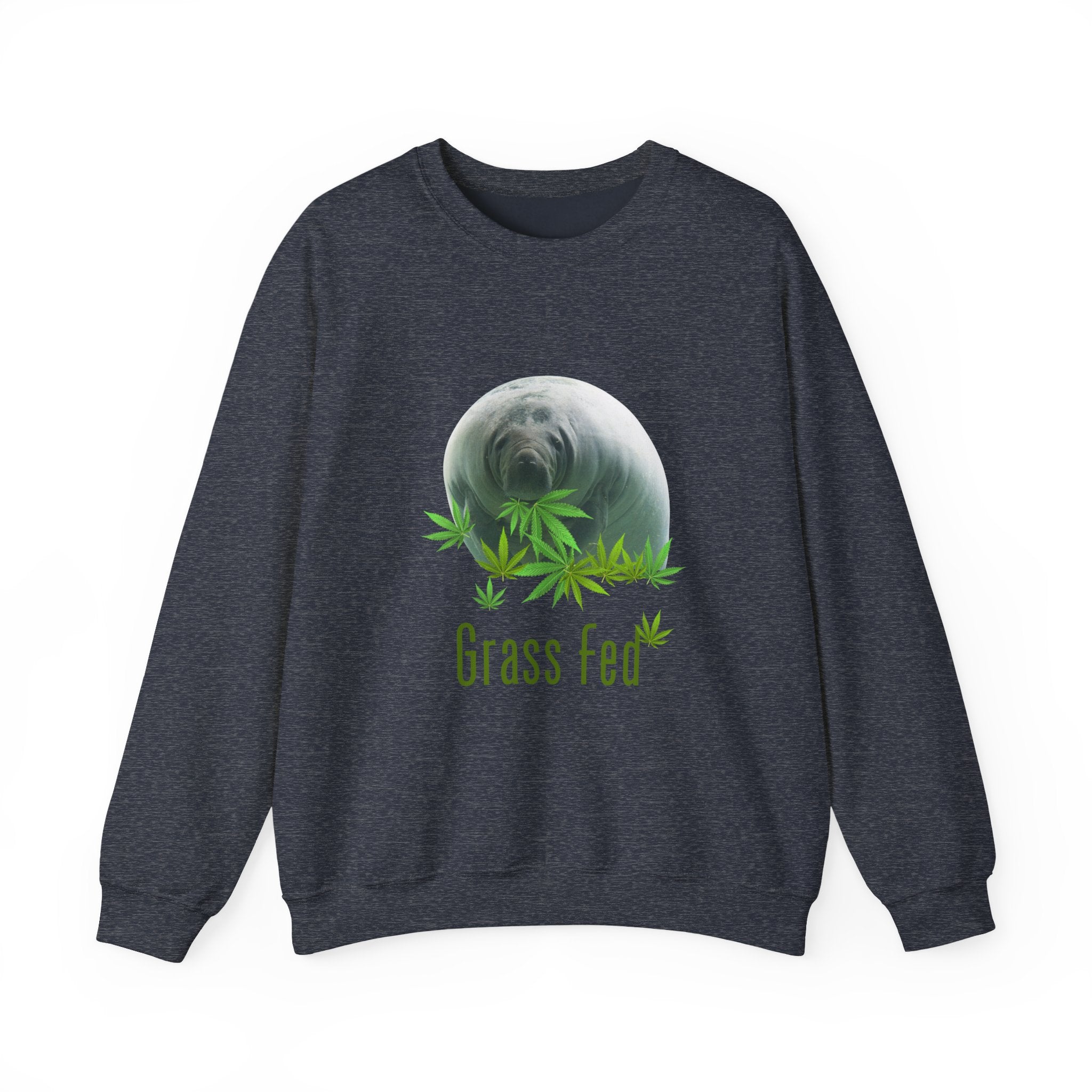 Grass Fed Manatee Crewneck Sweatshirt, Unisex Sweatshirt, Cozy Fall Apparel, Nature Lover Gift, Casual Streetwear, Eco-Friendly Fashion