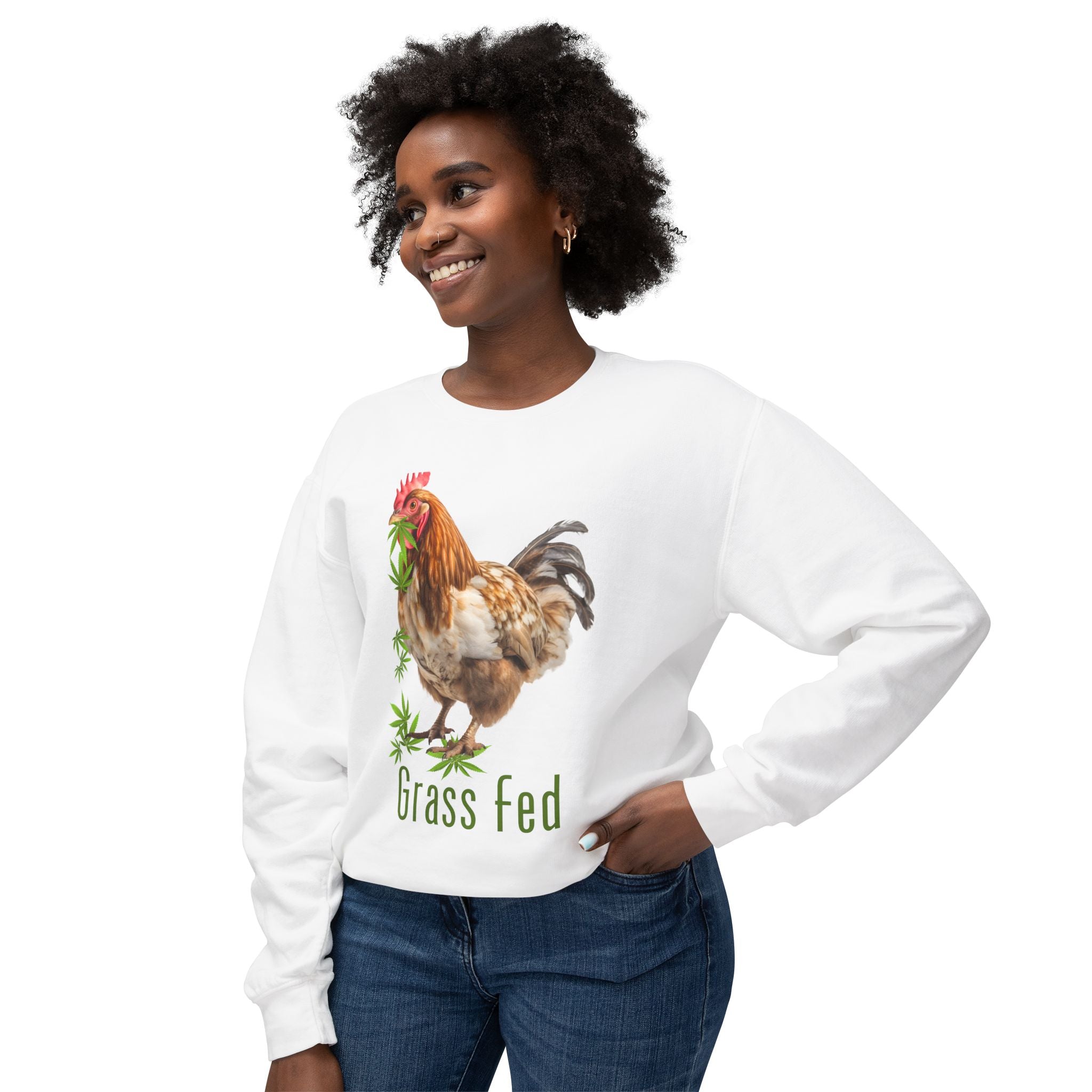 Grass Fed Chicken Sweatshirt, Cozy Farmhouse Apparel, Perfect for Animal Lovers, Gifts for Homesteaders, Vintage Chicken Design