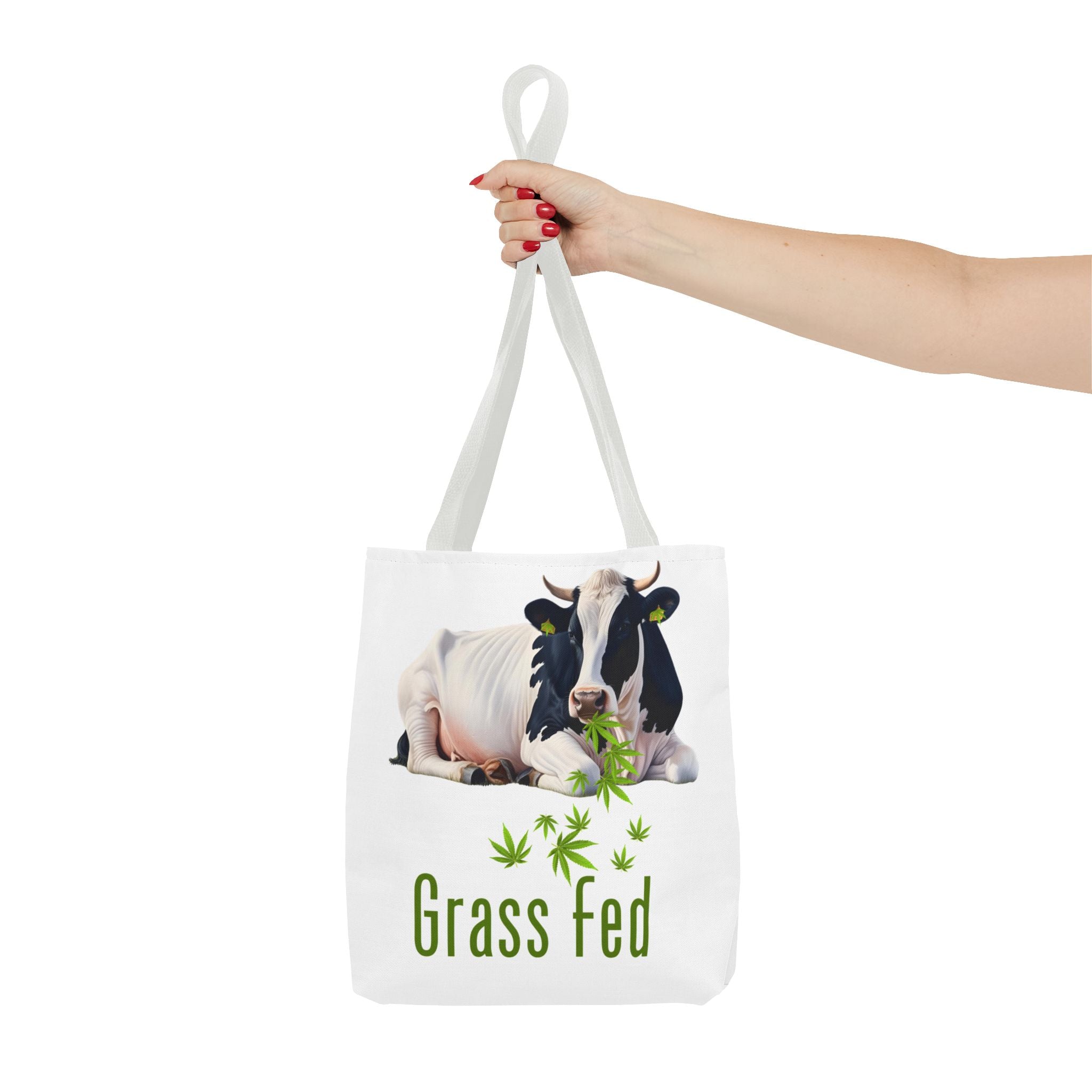 Grass Fed Cow Tote Bag, Eco-Friendly Shopping Bag, Farmhouse Style, Vegan Gift, Reusable Grocery Bag