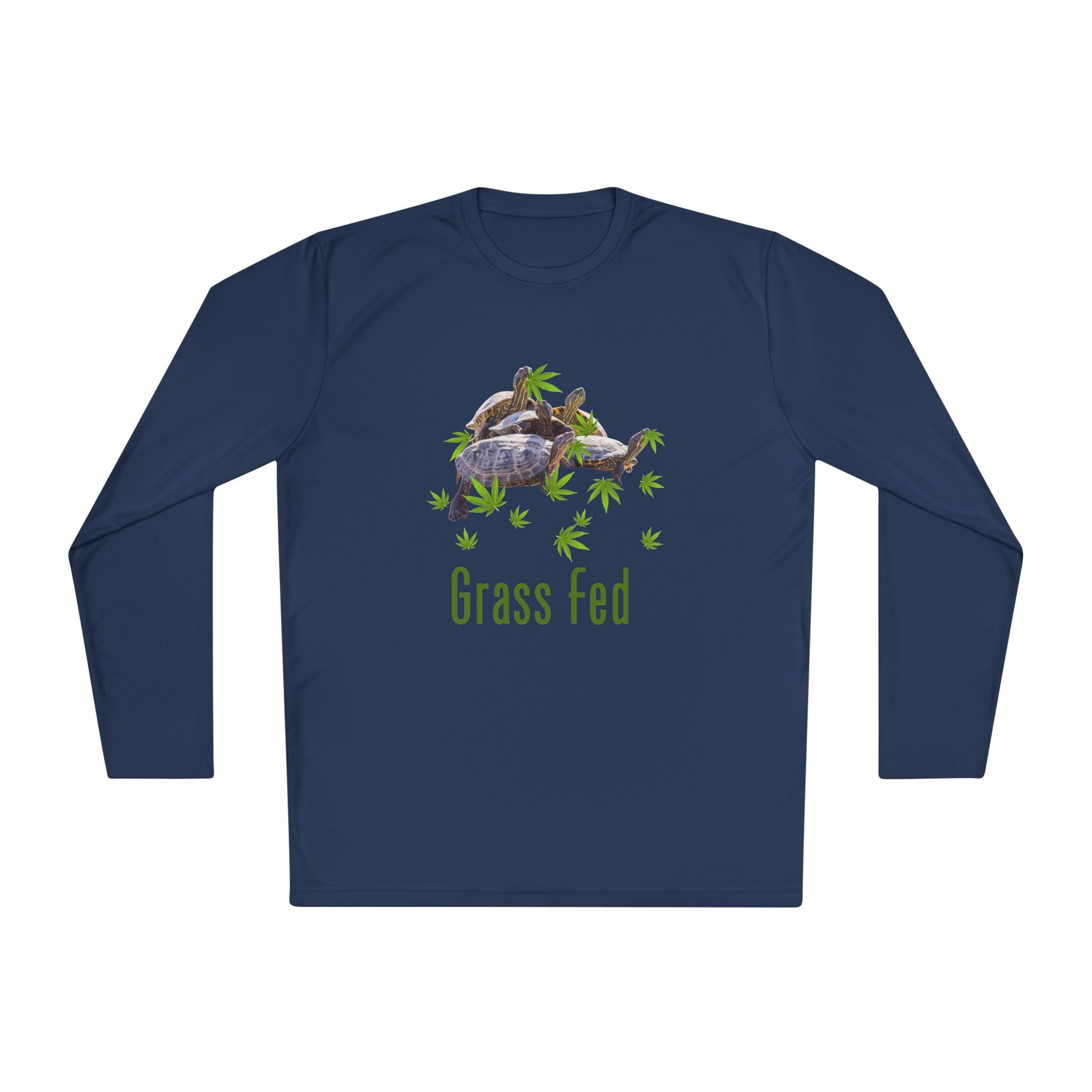 Turtle Grass Fed -Unisex Lightweight Long Sleeve Tee - Grass Fed Turtle Shirt, Funny T-Shirt, Nature Lover Gift, Eco-Friendly Apparel, Cute Animal Top