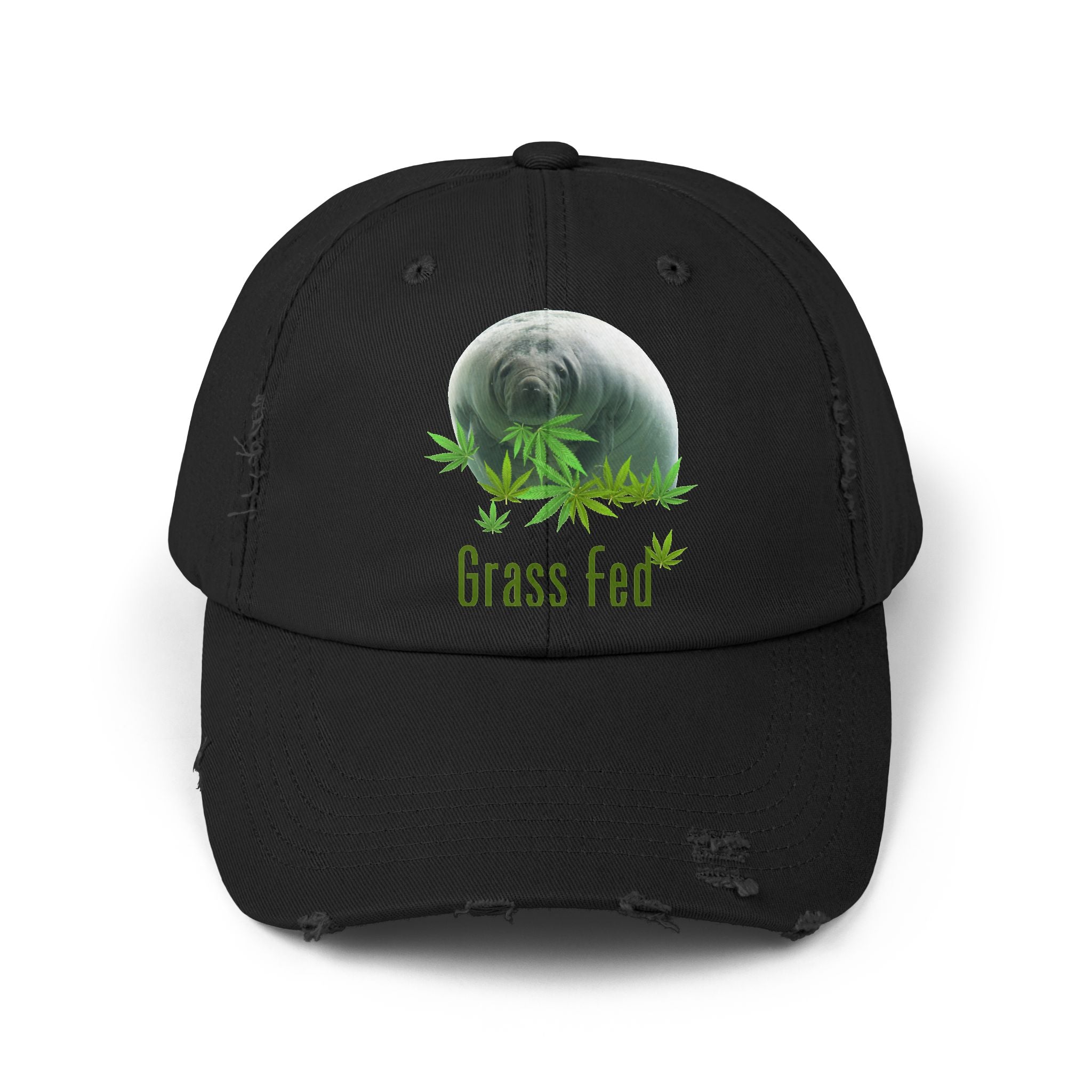 Grass Fed Distressed Cap, Unisex Cap, Nature Hat, Eco-Friendly Baseball Cap, Gift for Animal Lovers, Summer Accessory