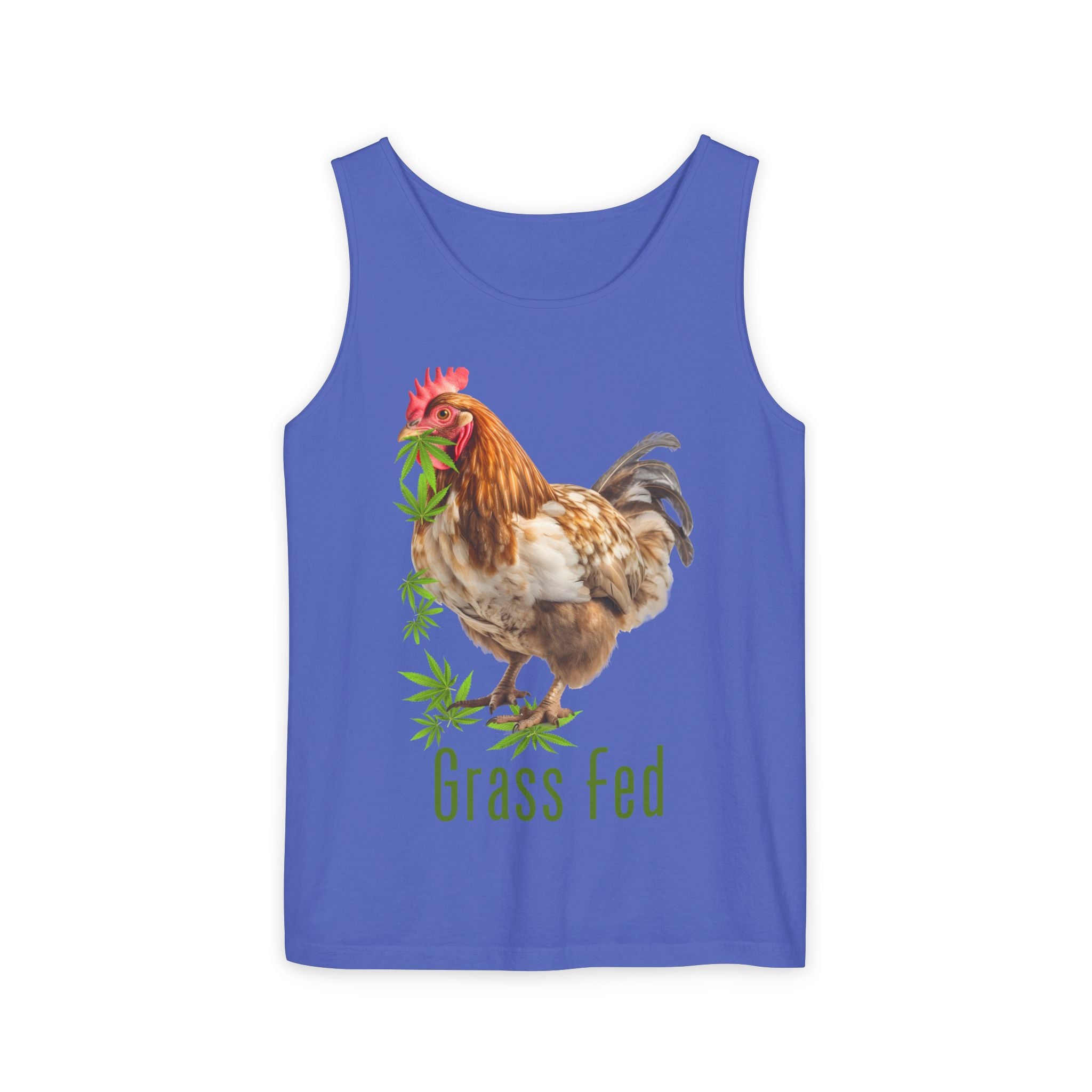 Grass Fed Chicken Tank Top, Unisex Graphic Tee, Casual Summer Apparel, Farm Fresh Gift, Eco-Friendly Fashion