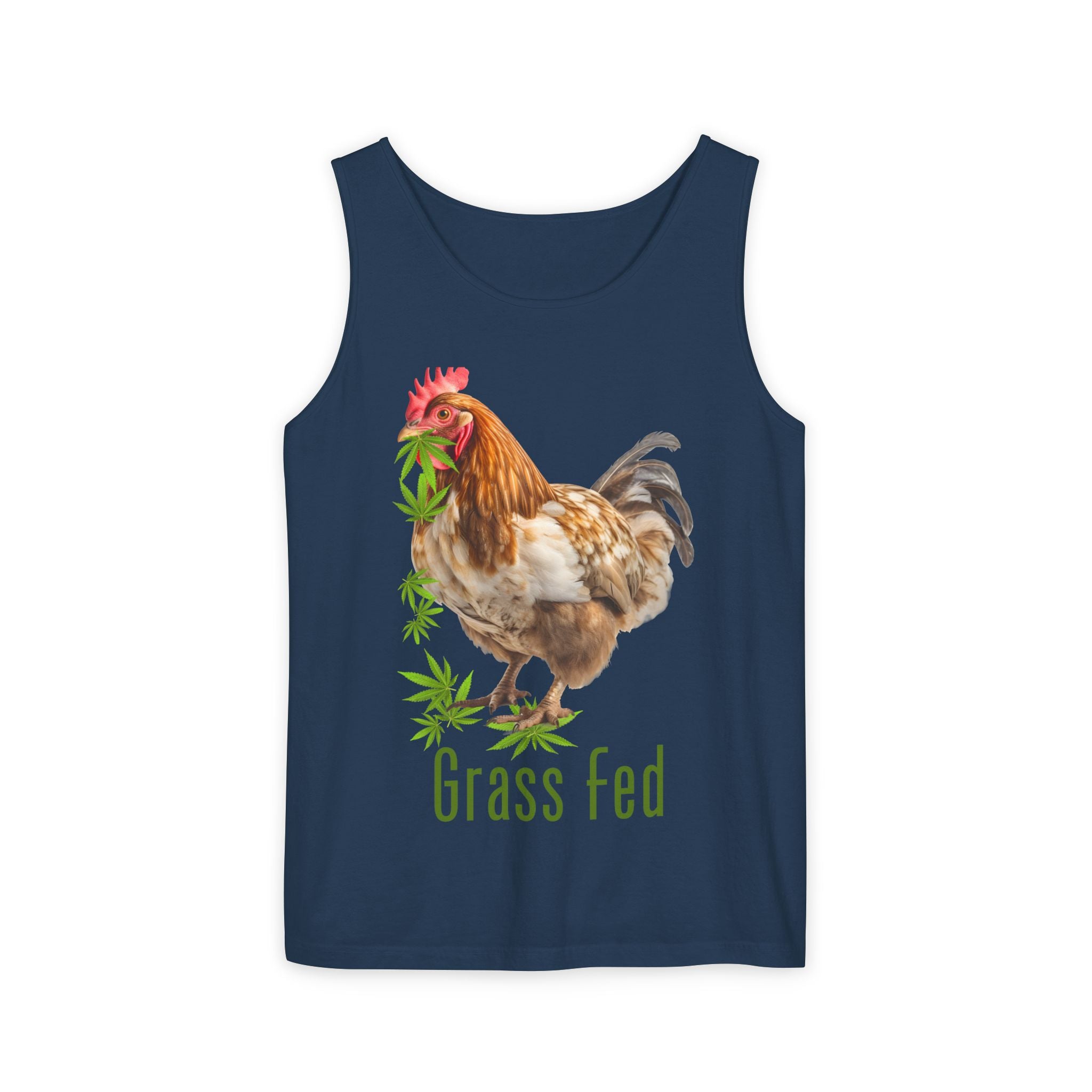 Grass Fed Chicken Tank Top, Unisex Graphic Tee, Casual Summer Apparel, Farm Fresh Gift, Eco-Friendly Fashion