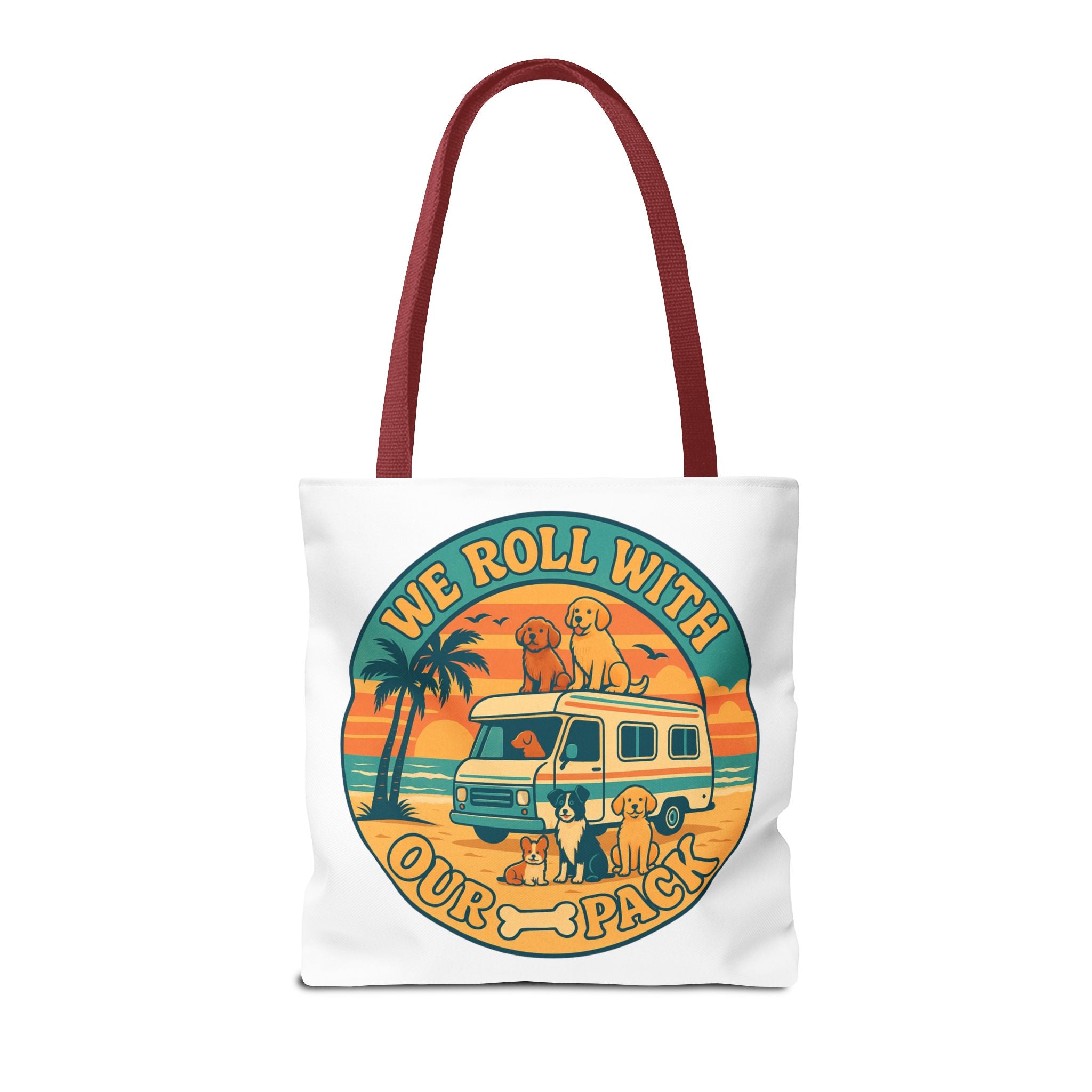 Dog Lovers Tote Bag - We Roll With Our Pack, Beach Bag, Pet Owner Gift, Eco-Friendly, Camping Accessory, Dog Mom Tote