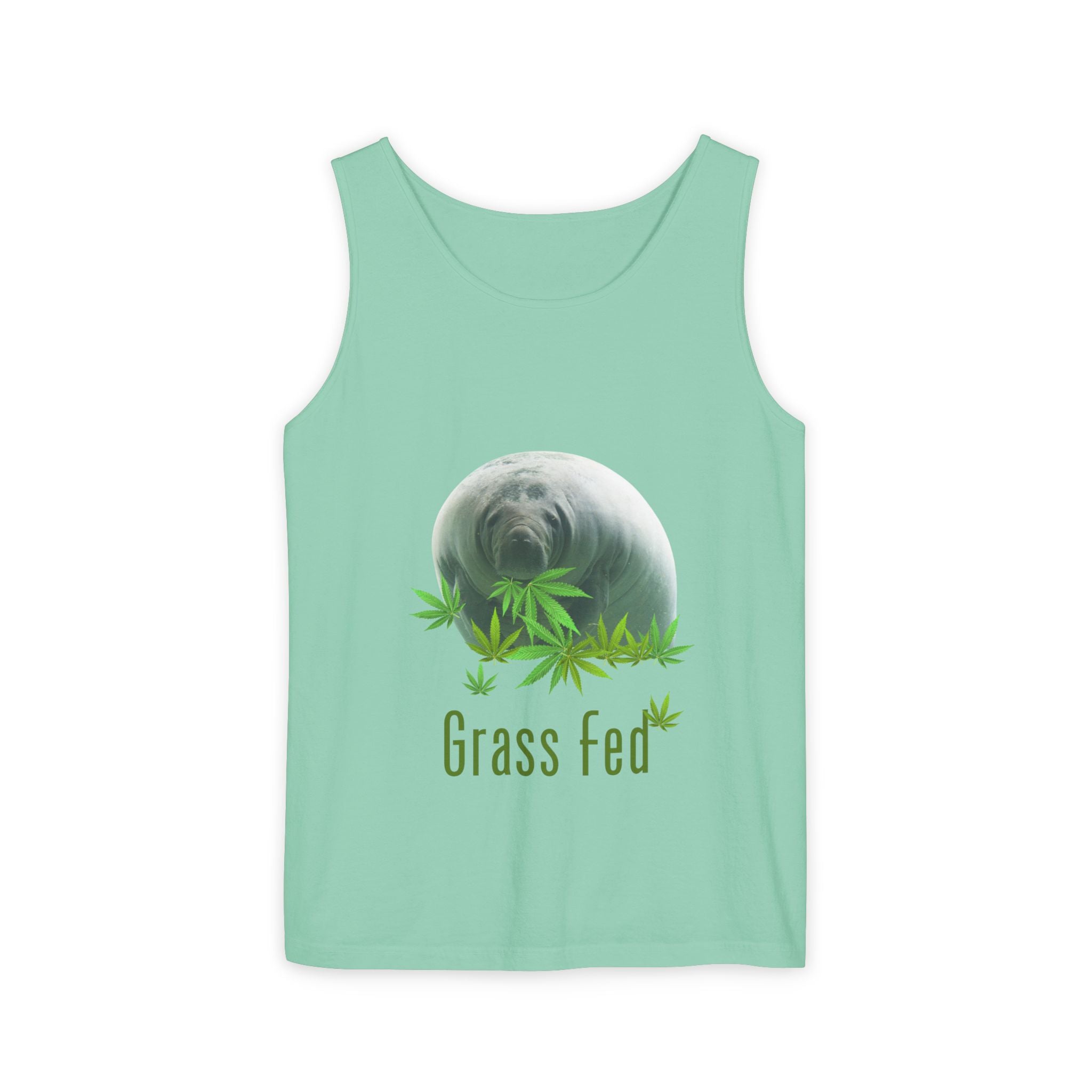 Grass Fed Manatee Unisex Tank Top, Casual Sleeveless Shirt, Nature Lover Gift, Eco-Friendly Apparel, Summer Wardrobe Essential