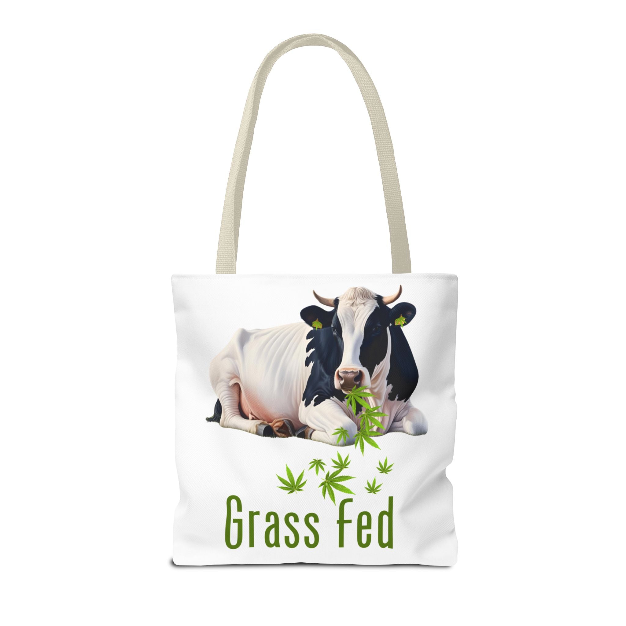 Grass Fed Cow Tote Bag, Eco-Friendly Shopping Bag, Farmhouse Style, Vegan Gift, Reusable Grocery Bag