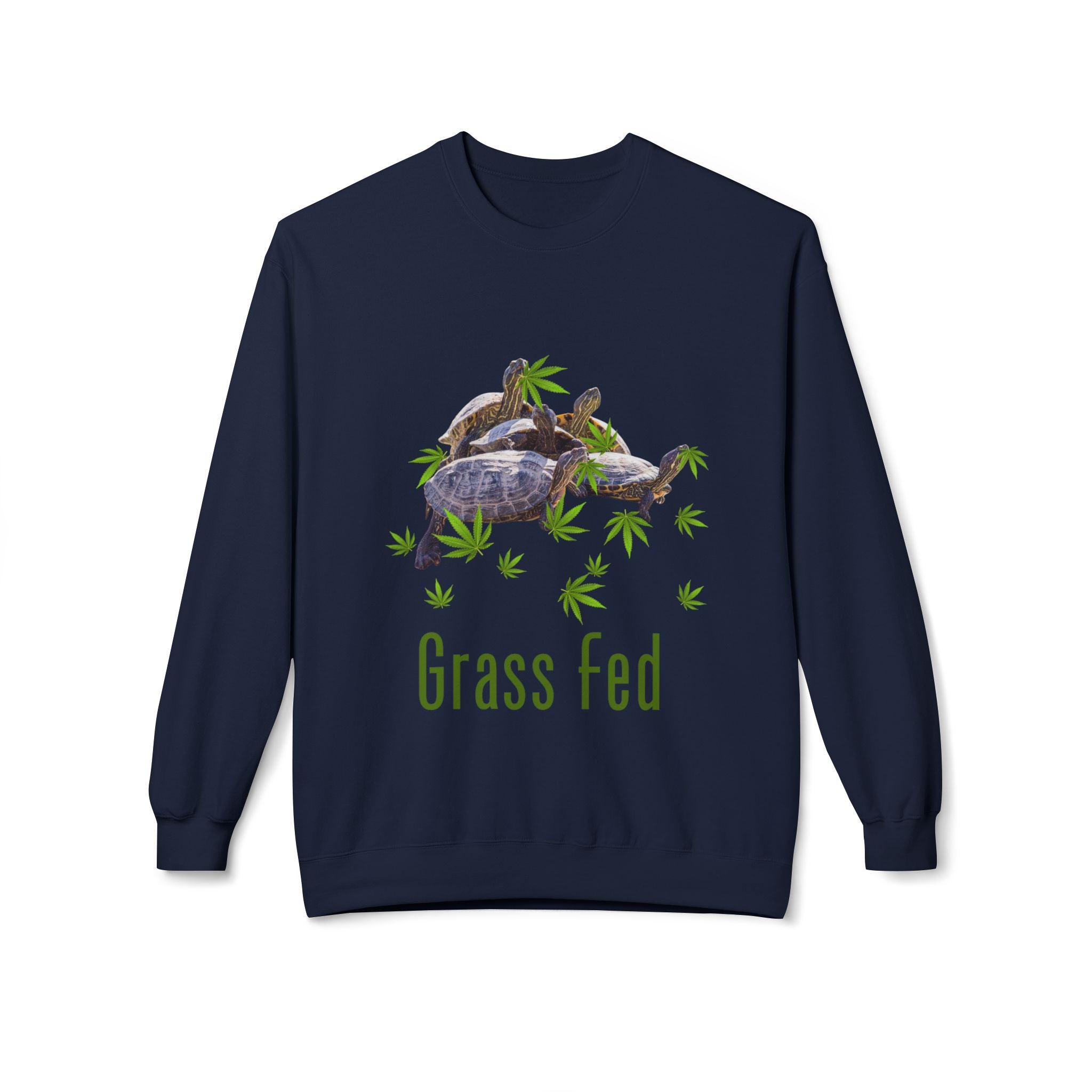 Grass Fed Turtle Crewneck Sweatshirt | Unisex Fleece | Nature Lovers Gift | Eco-Friendly Apparel | Cute Animal Sweatshirt