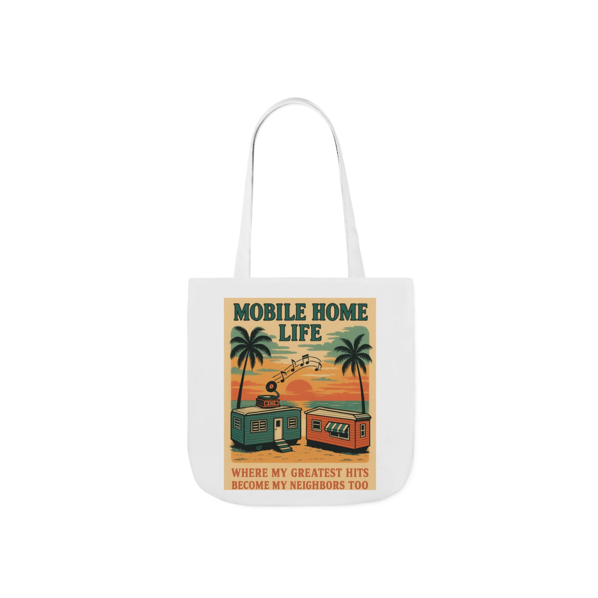 Mobile Home Life Canvas Tote Bag, Beach Chic Bag, Eco-Friendly Shopper, Summer Adventure Tote, Musical Vibes Bag, Gift for Travelers