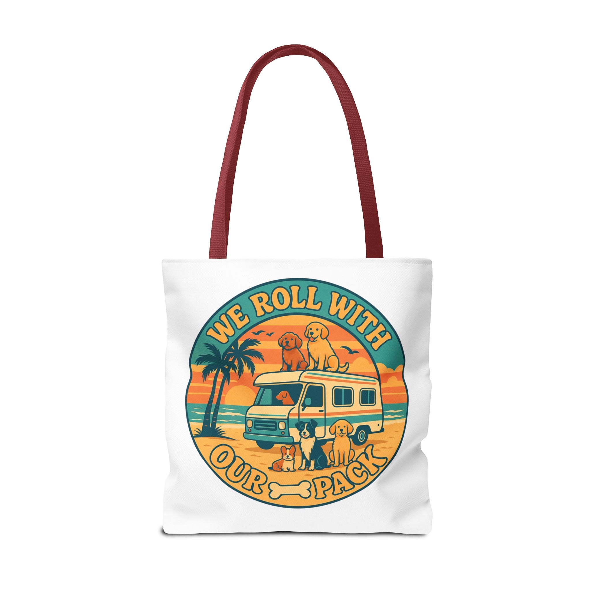 Dog Lovers Tote Bag - We Roll With Our Pack, Beach Bag, Pet Owner Gift, Eco-Friendly, Camping Accessory, Dog Mom Tote