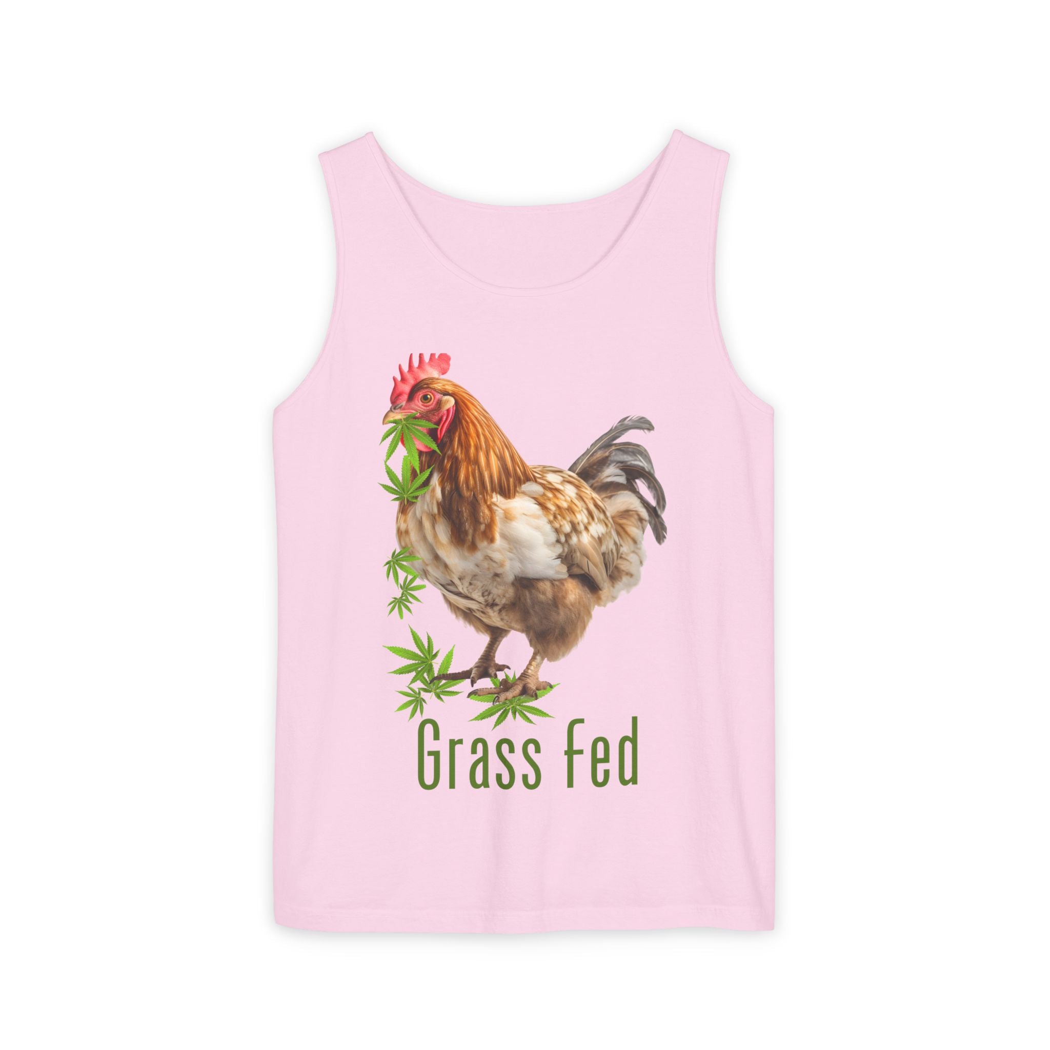 Grass Fed Chicken Tank Top, Unisex Graphic Tee, Casual Summer Apparel, Farm Fresh Gift, Eco-Friendly Fashion