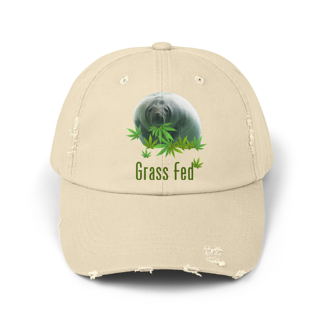 Grass Fed Distressed Cap, Unisex Cap, Nature Hat, Eco-Friendly Baseball Cap, Gift for Animal Lovers, Summer Accessory