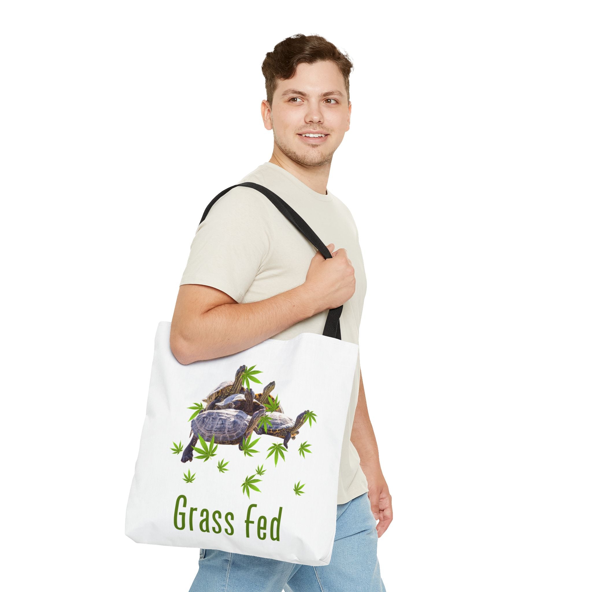 Eco-Friendly Turtle Tote Bag, Grass Fed Design, Reusable Shopping Bag, Animal Lover Gift, Beach Tote, Sustainable Fashion