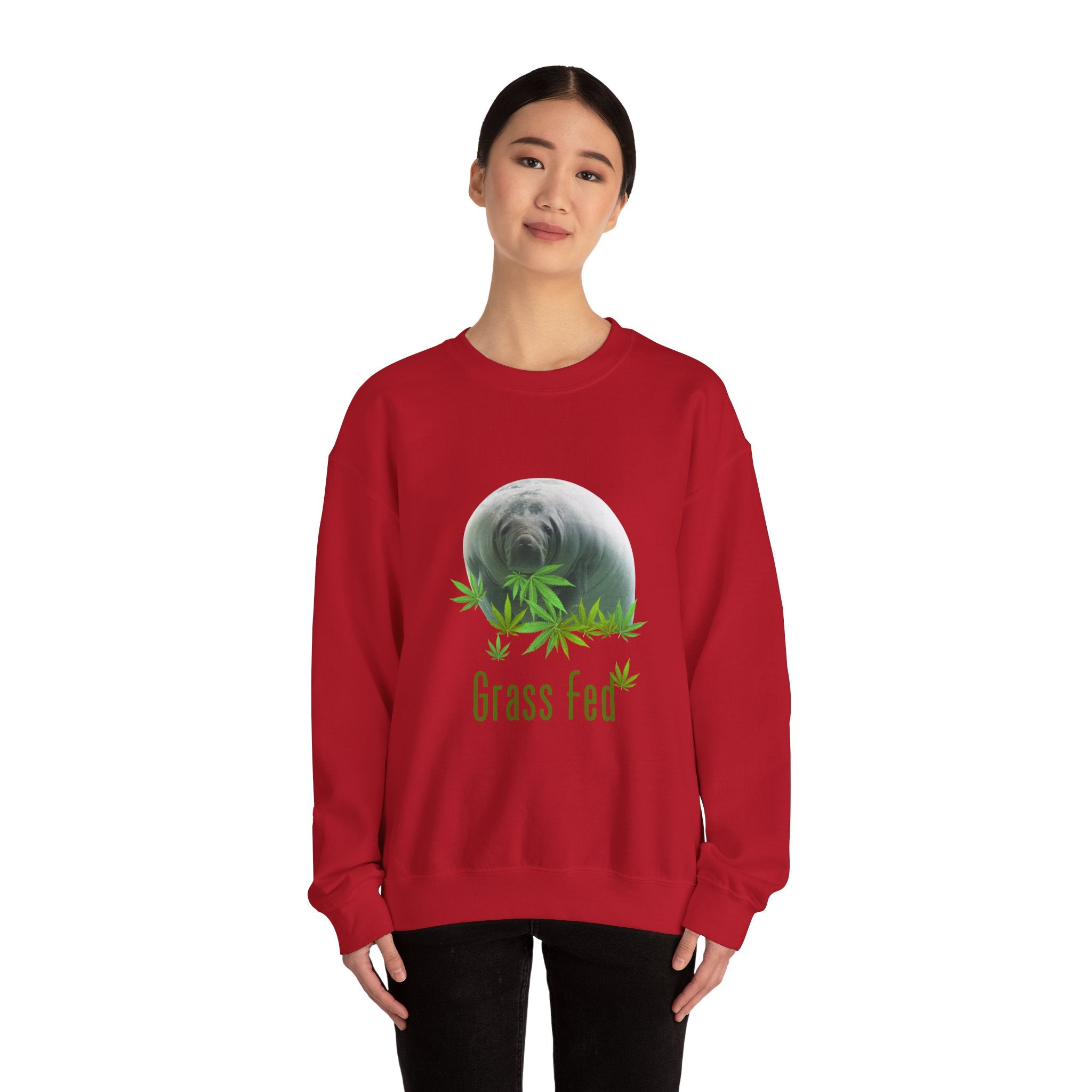 Grass Fed Manatee Crewneck Sweatshirt, Unisex Sweatshirt, Cozy Fall Apparel, Nature Lover Gift, Casual Streetwear, Eco-Friendly Fashion