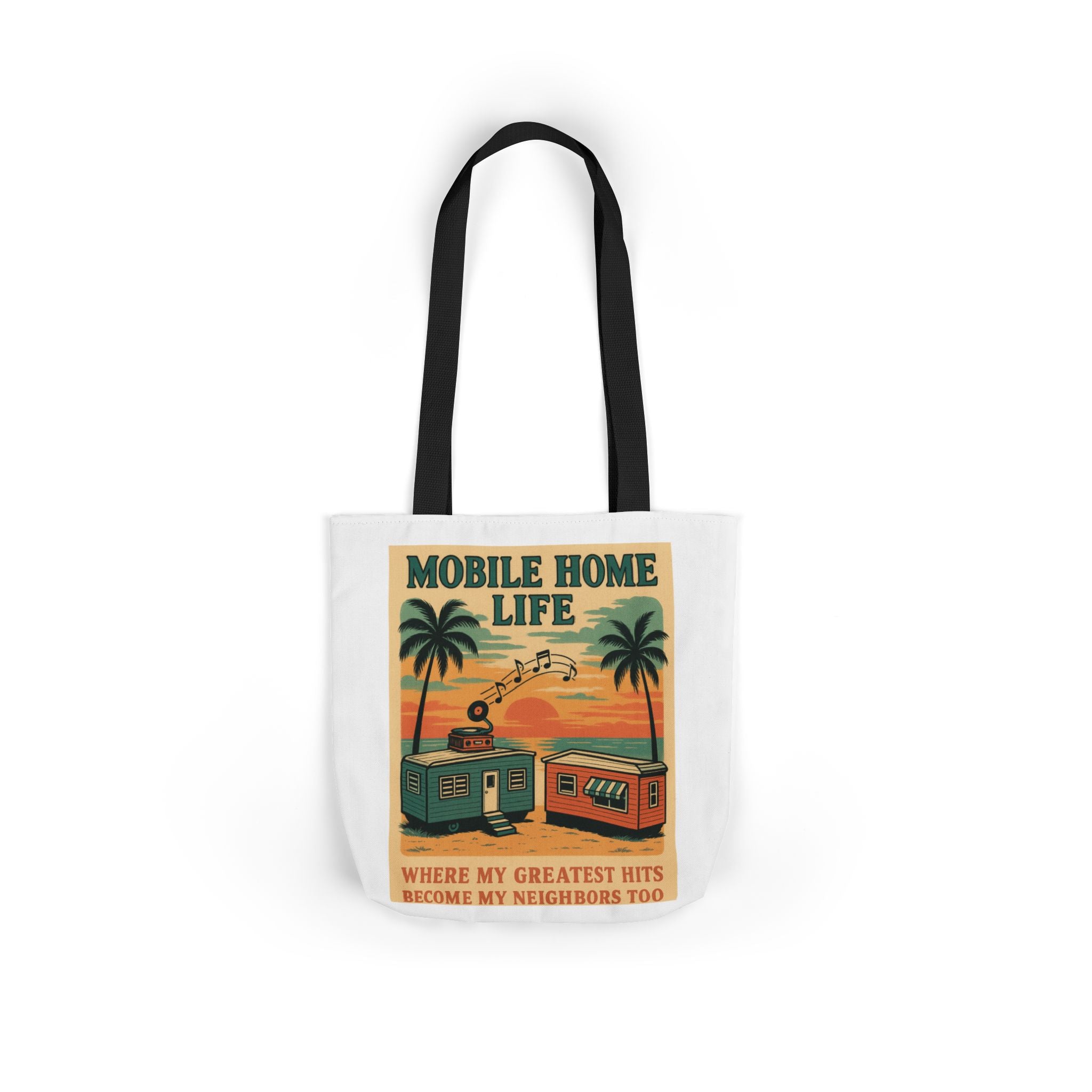Mobile Home Life Canvas Tote Bag, Beach Chic Bag, Eco-Friendly Shopper, Summer Adventure Tote, Musical Vibes Bag, Gift for Travelers