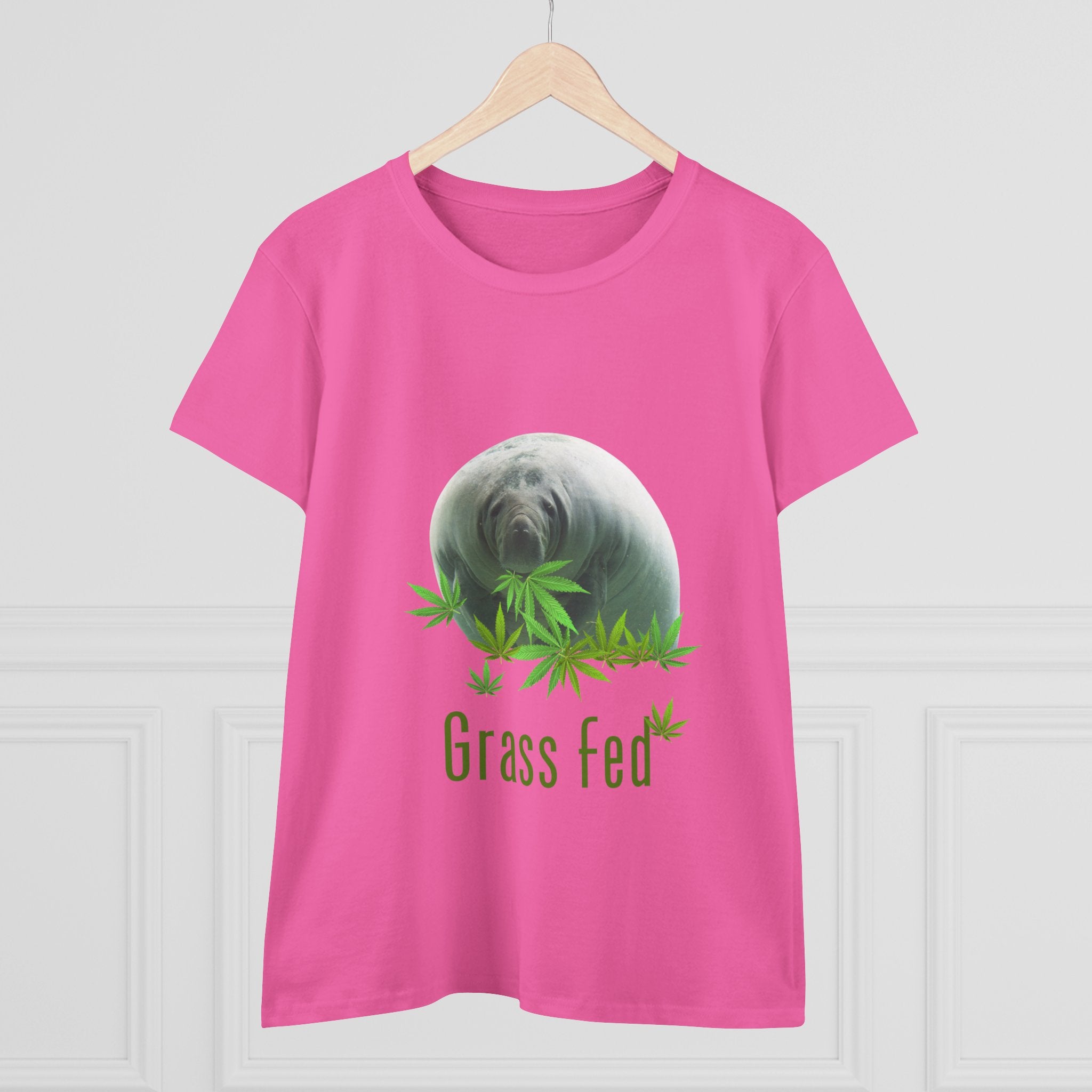 Manatee Grass Fed Women's Tee, Eco-Friendly T-Shirt, Nature Lover Gift, Casual Summer Top, Unique Animal Graphic Tee