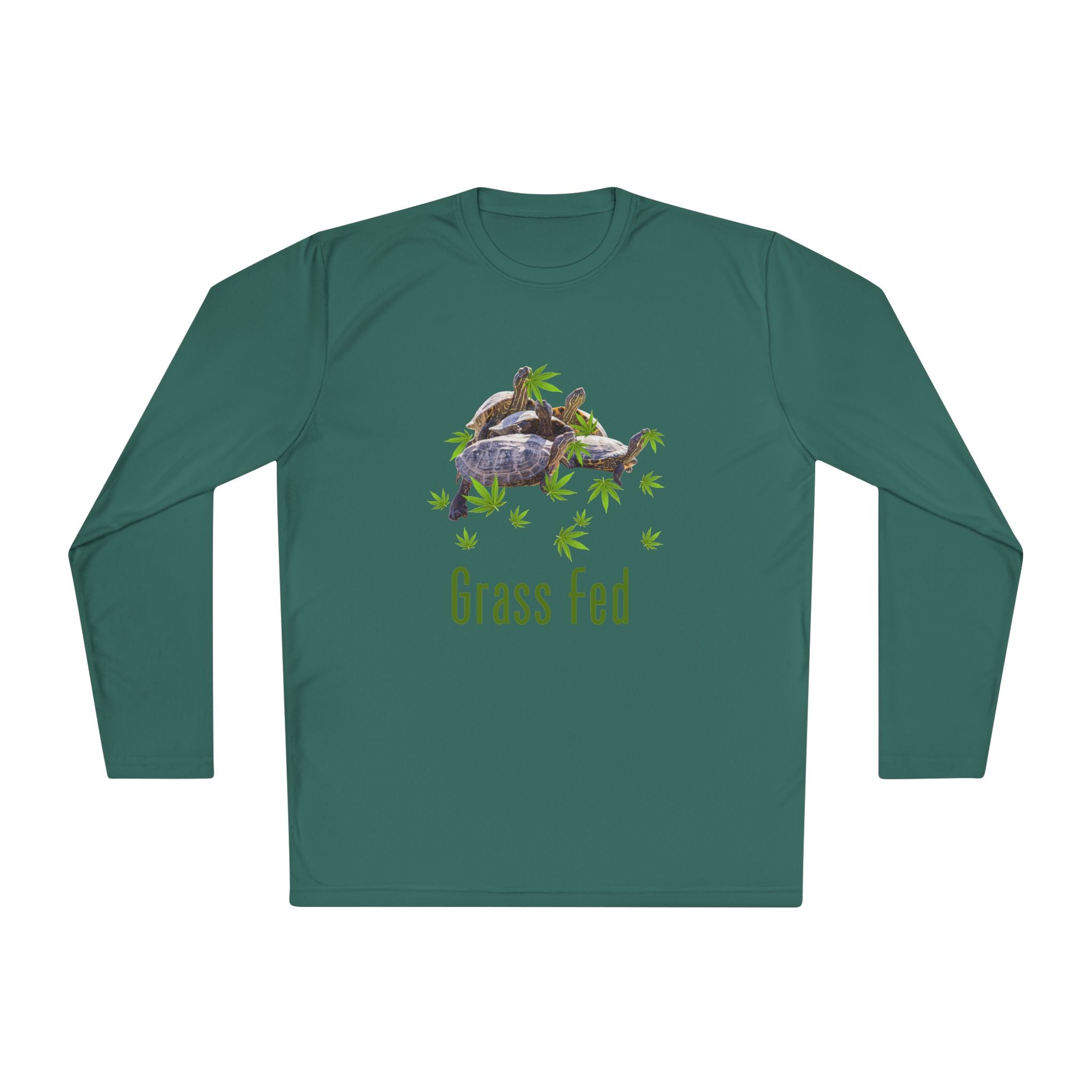 Turtle Grass Fed -Unisex Lightweight Long Sleeve Tee - Grass Fed Turtle Shirt, Funny T-Shirt, Nature Lover Gift, Eco-Friendly Apparel, Cute Animal Top