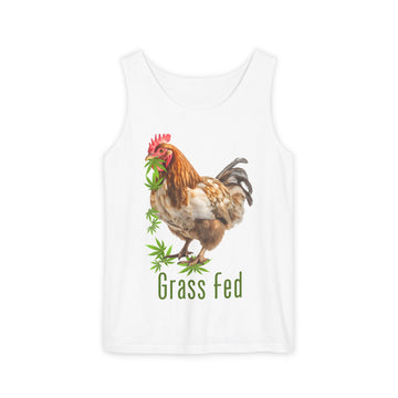 Grass Fed Chicken Tank Top, Unisex Graphic Tee, Casual Summer Apparel, Farm Fresh Gift, Eco-Friendly Fashion