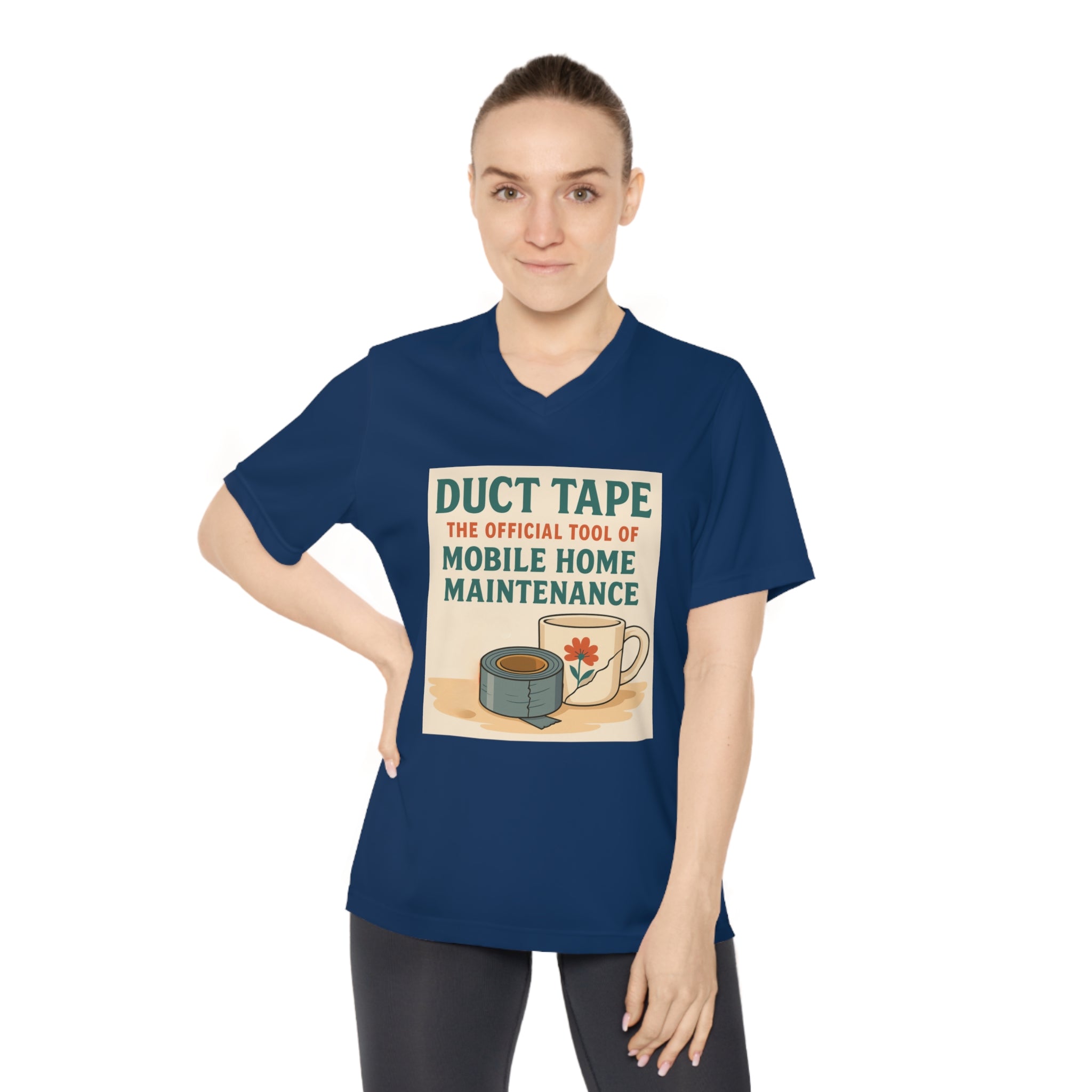 Duct Tape Mobile Home Maintenance Tee, Funny Women’s V-Neck T-Shirt, Gifts for Handyman, Home Repair Humor Shirt, DIY Lover's Apparel