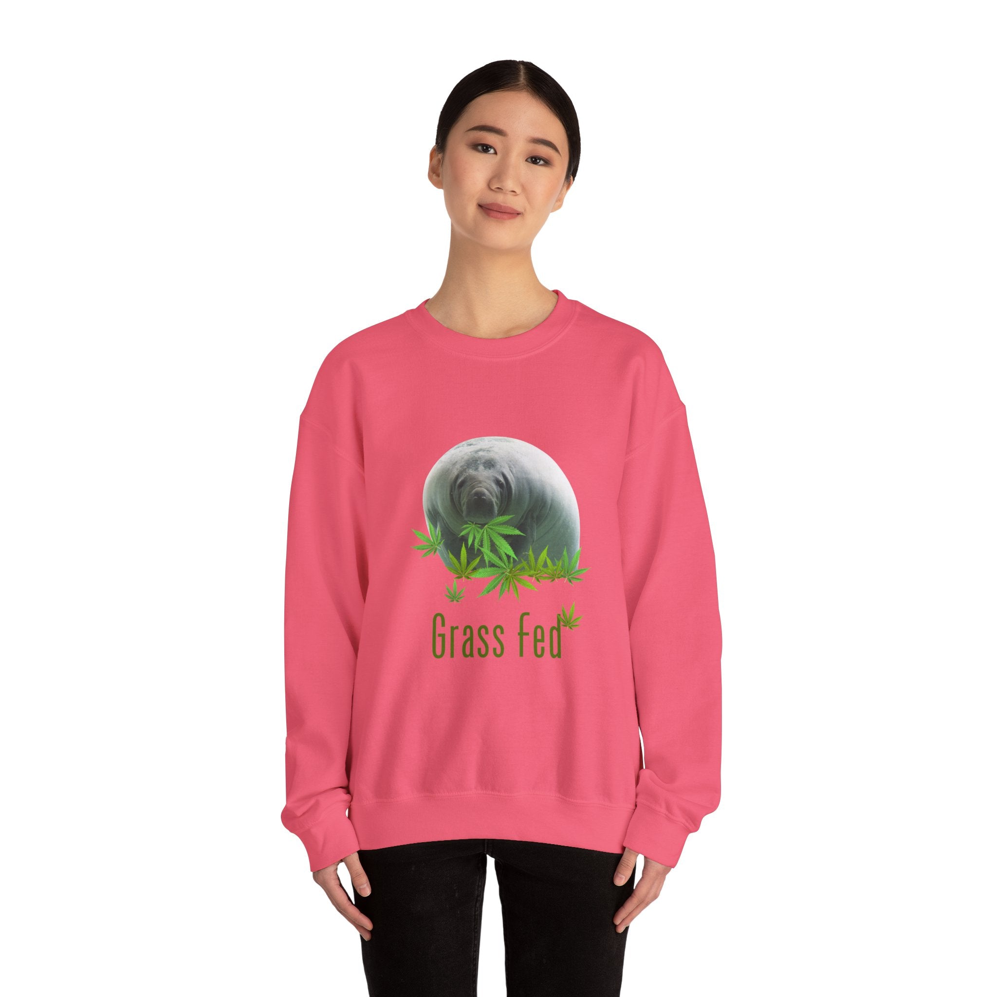 Grass Fed Manatee Crewneck Sweatshirt, Unisex Sweatshirt, Cozy Fall Apparel, Nature Lover Gift, Casual Streetwear, Eco-Friendly Fashion