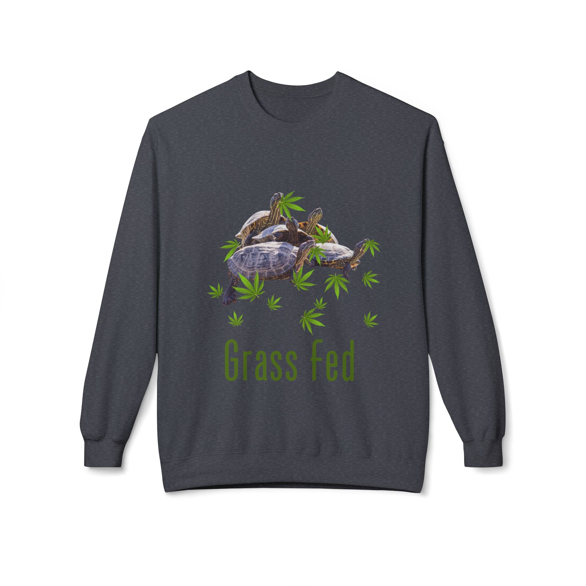 Grass Fed Turtle Crewneck Sweatshirt | Unisex Fleece | Nature Lovers Gift | Eco-Friendly Apparel | Cute Animal Sweatshirt