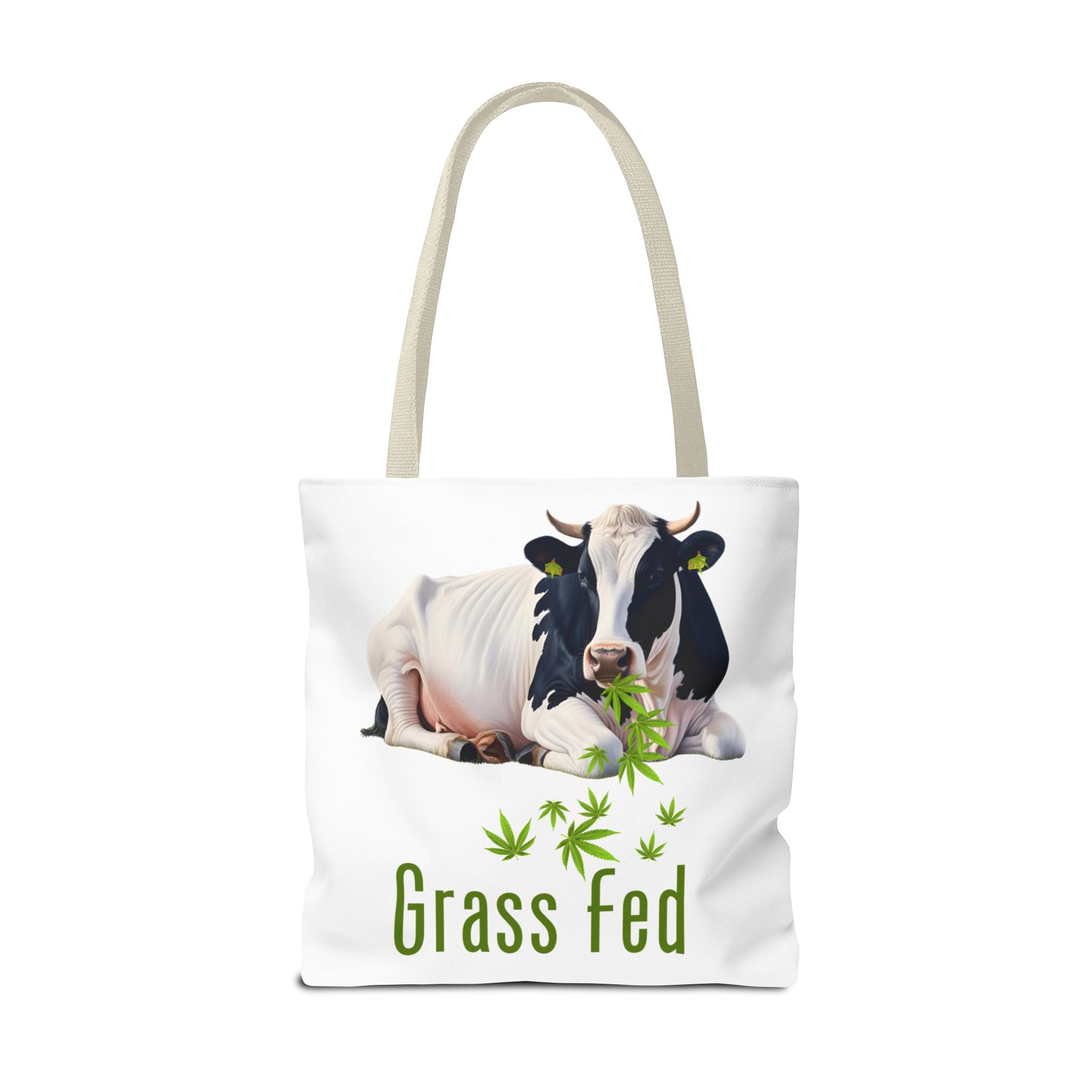 Grass Fed Cow Tote Bag, Eco-Friendly Shopping Bag, Farmhouse Style, Vegan Gift, Reusable Grocery Bag