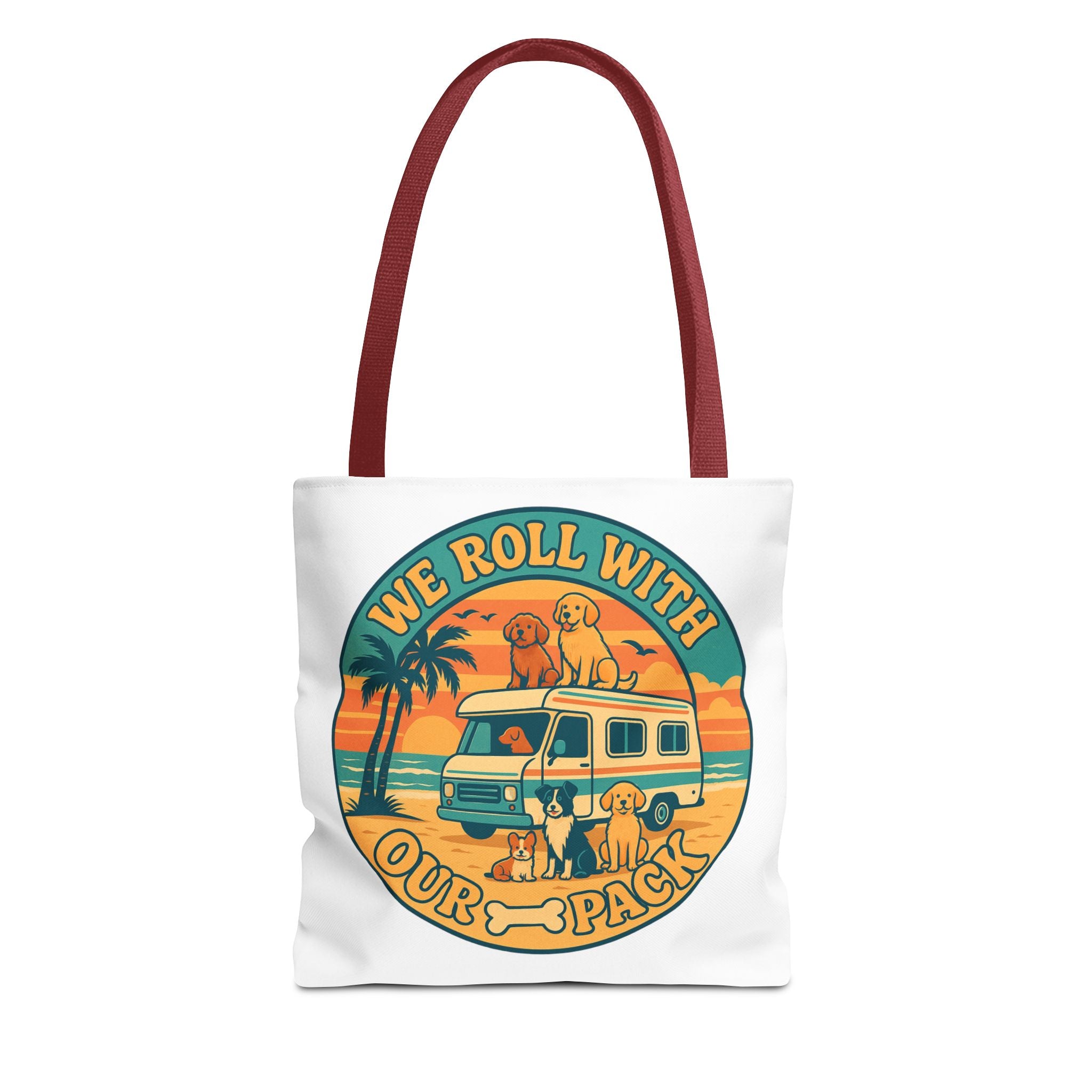 Dog Lovers Tote Bag - We Roll With Our Pack, Beach Bag, Pet Owner Gift, Eco-Friendly, Camping Accessory, Dog Mom Tote