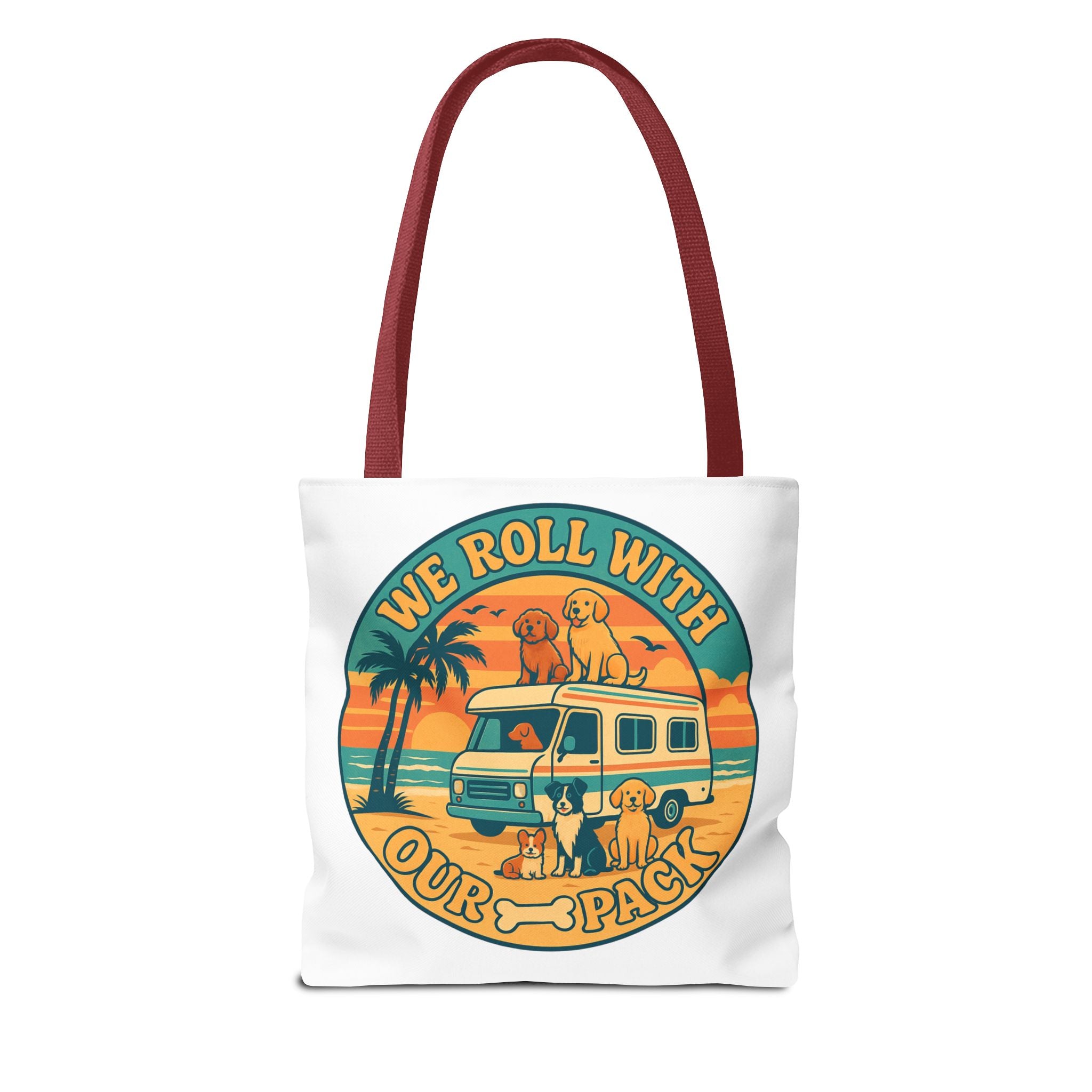 Dog Lovers Tote Bag - We Roll With Our Pack, Beach Bag, Pet Owner Gift, Eco-Friendly, Camping Accessory, Dog Mom Tote