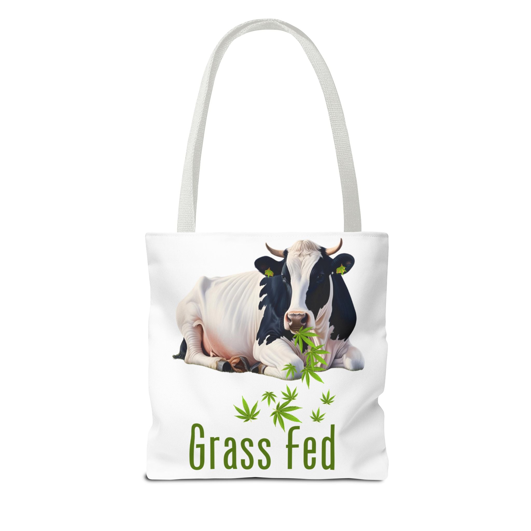Grass Fed Cow Tote Bag, Eco-Friendly Shopping Bag, Farmhouse Style, Vegan Gift, Reusable Grocery Bag