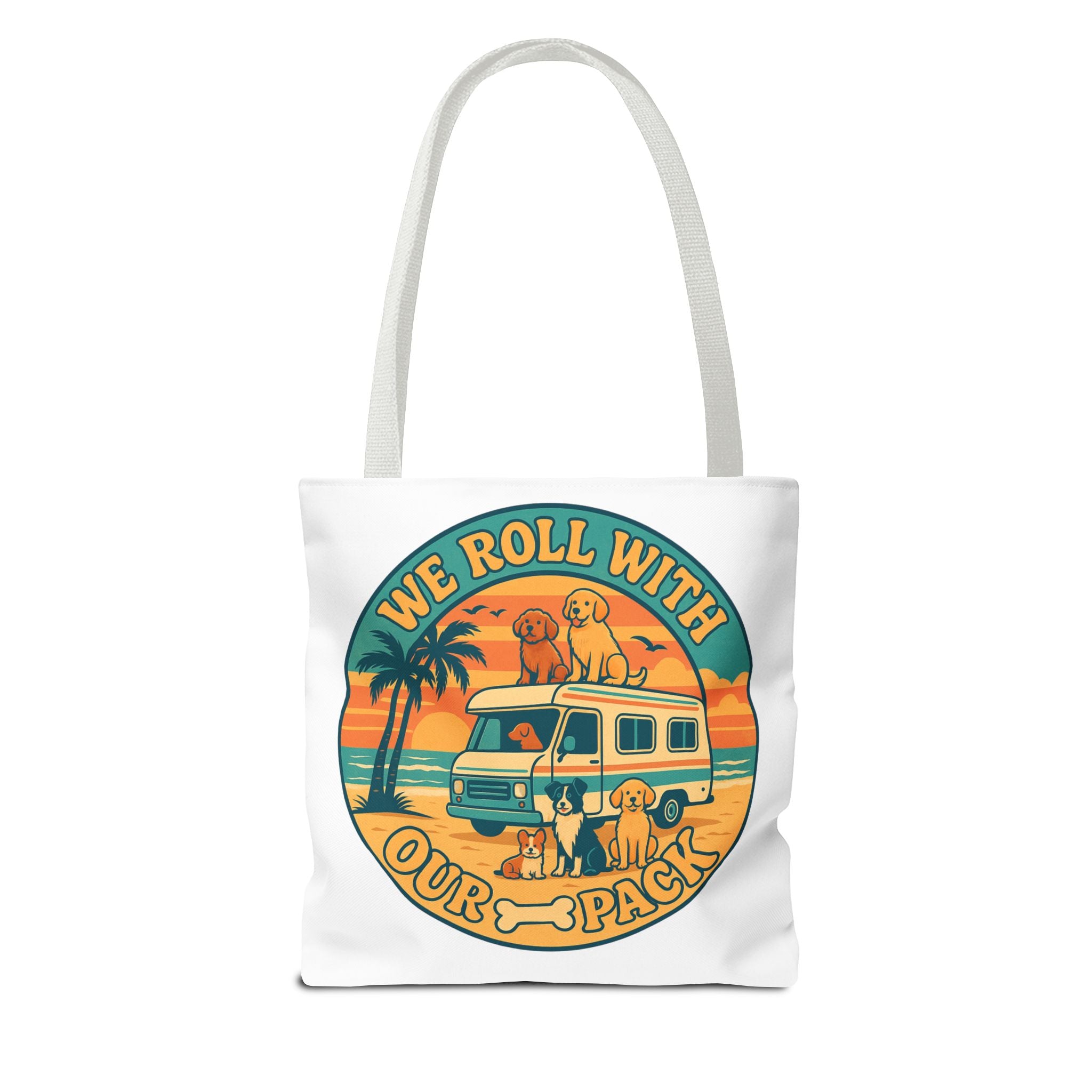 Dog Lovers Tote Bag - We Roll With Our Pack, Beach Bag, Pet Owner Gift, Eco-Friendly, Camping Accessory, Dog Mom Tote