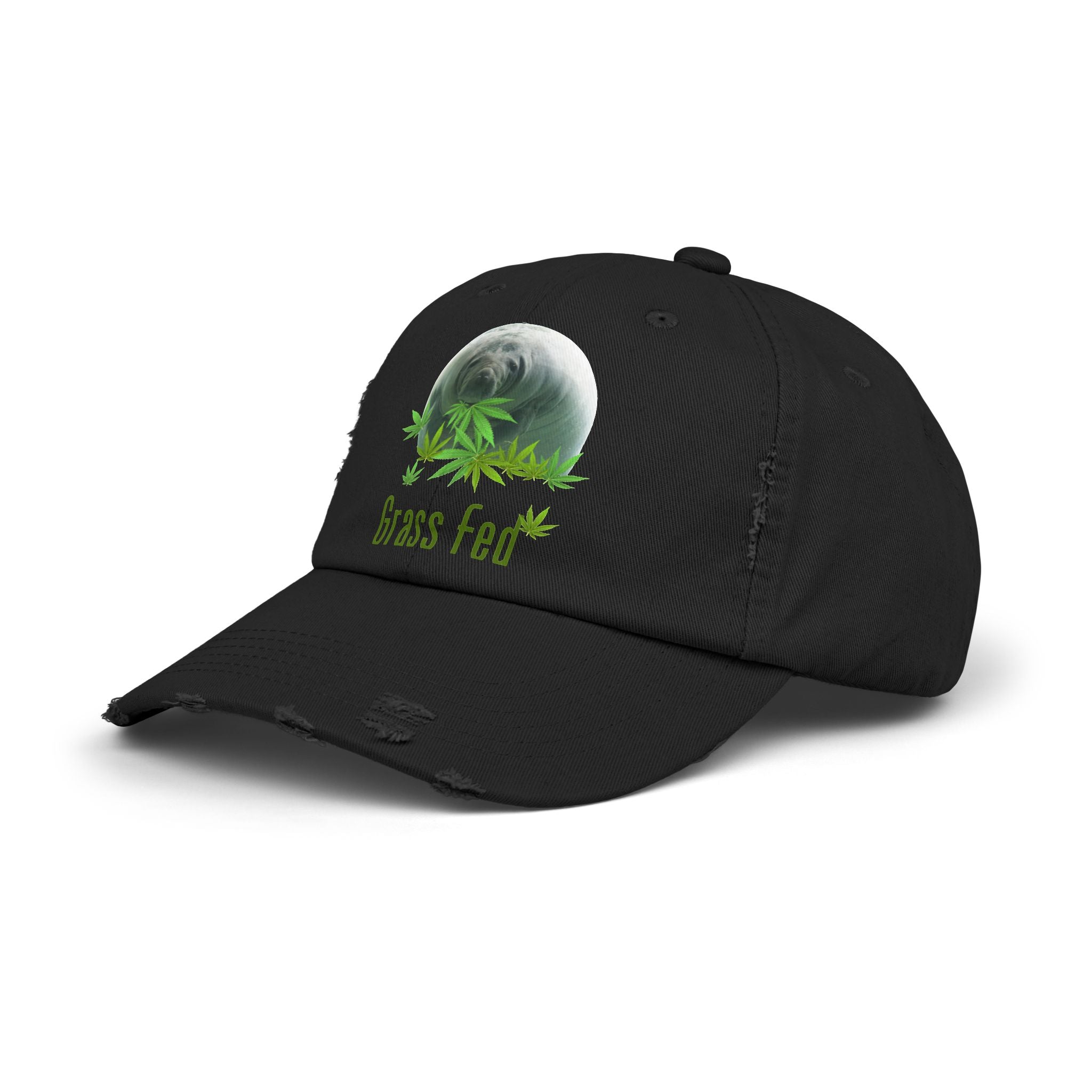 Grass Fed Distressed Cap, Unisex Cap, Nature Hat, Eco-Friendly Baseball Cap, Gift for Animal Lovers, Summer Accessory